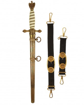 © DGDE GmbH - Navy Officer Dagger [2nd Model] with Hangers by F.W. Höller Solingen