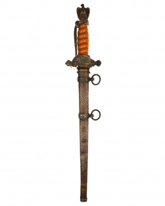 © DGDE GmbH - Navy Officer Dagger [2nd Model] with Knot and Hammered Scabbard by WKC Solingen