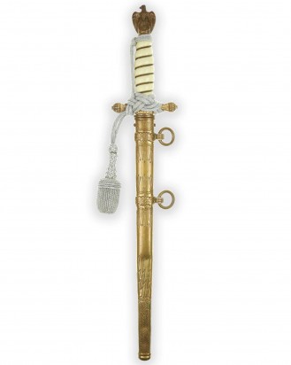 © DGDE GmbH - Navy Officer Dagger [M1938] with Knot by Eickhorn Solingen (OVER THE SHOULDER)