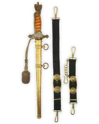 © DGDE GmbH - Navy Officer Dagger [2nd Model] with Hangers & Knot by WKC Solingen
