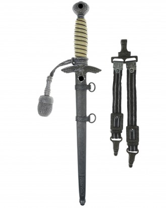 © DGDE GmbH - Luftwaffe Dagger [M1937] with Hangers, Portepee and Artificial Damascus Blade by Pet. Dan. Krebs Solingen