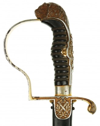 © DGDE GmbH - German Lion Head of the Prussian artillery Officers Sword by Ernst Pack Solingen