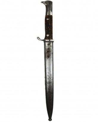 © DGDE GmbH - Stag-Gripped Single Etched Long Bayonet by E. Pack & Söhne Solingen