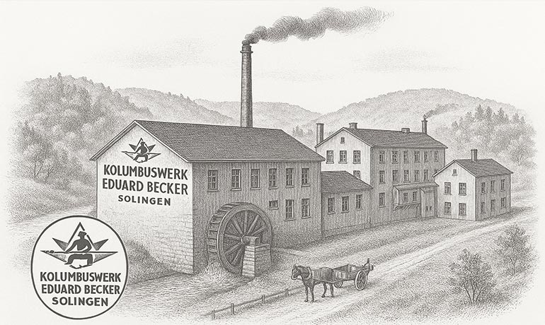 Historische Fabrik oder Firmenansicht Eduard Becker (KOLUMBUSWERK) in Solingen