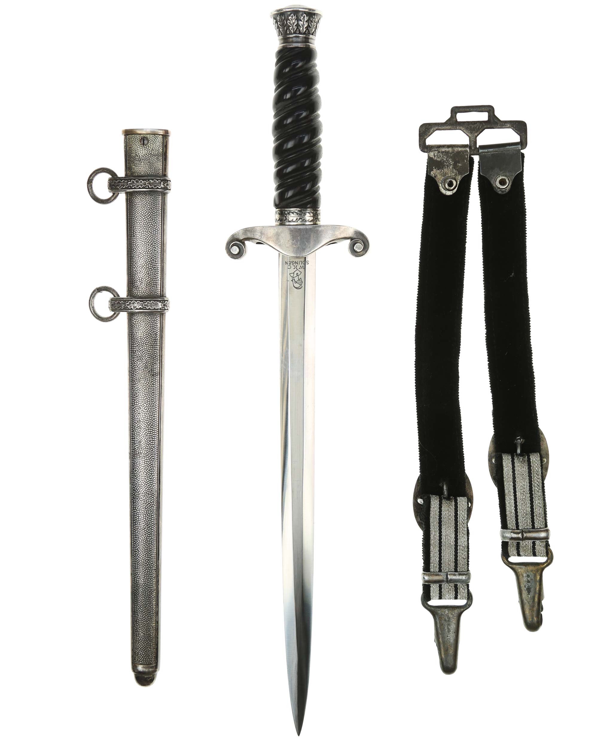 Railway Protection Leader’s Dagger M1935 with black Trolon grip and national eagle crossguard