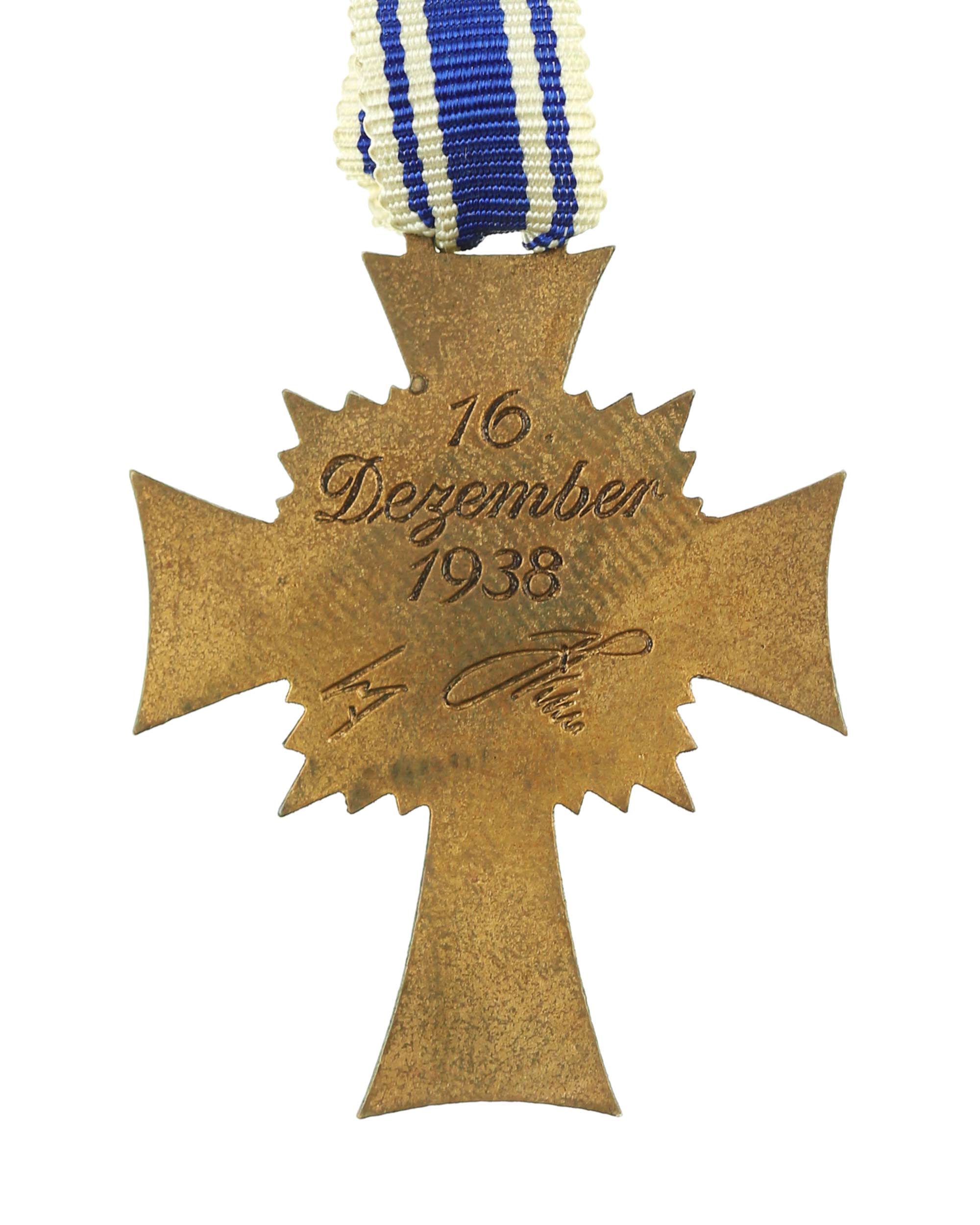 Mother’s Cross Bronze – detail of ribbon and enamel