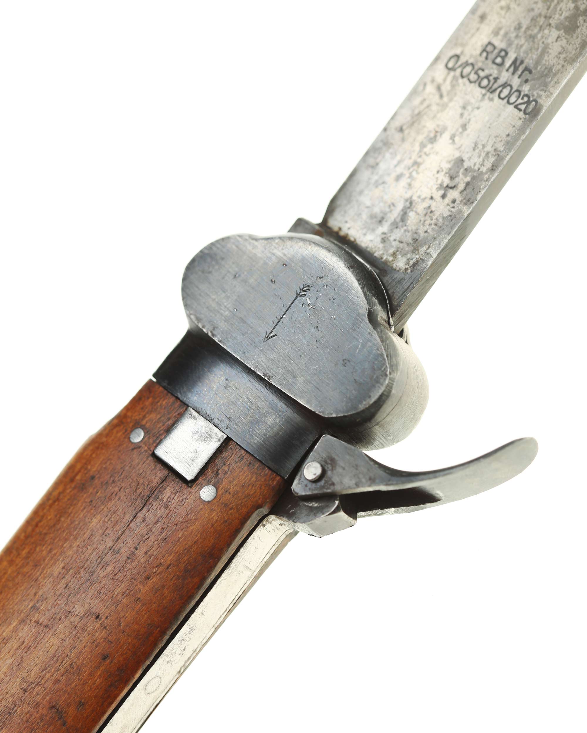 Blade of paratrooper gravity knife with R B Nr 0 0561 0020 Paul Weyersberg Solingen