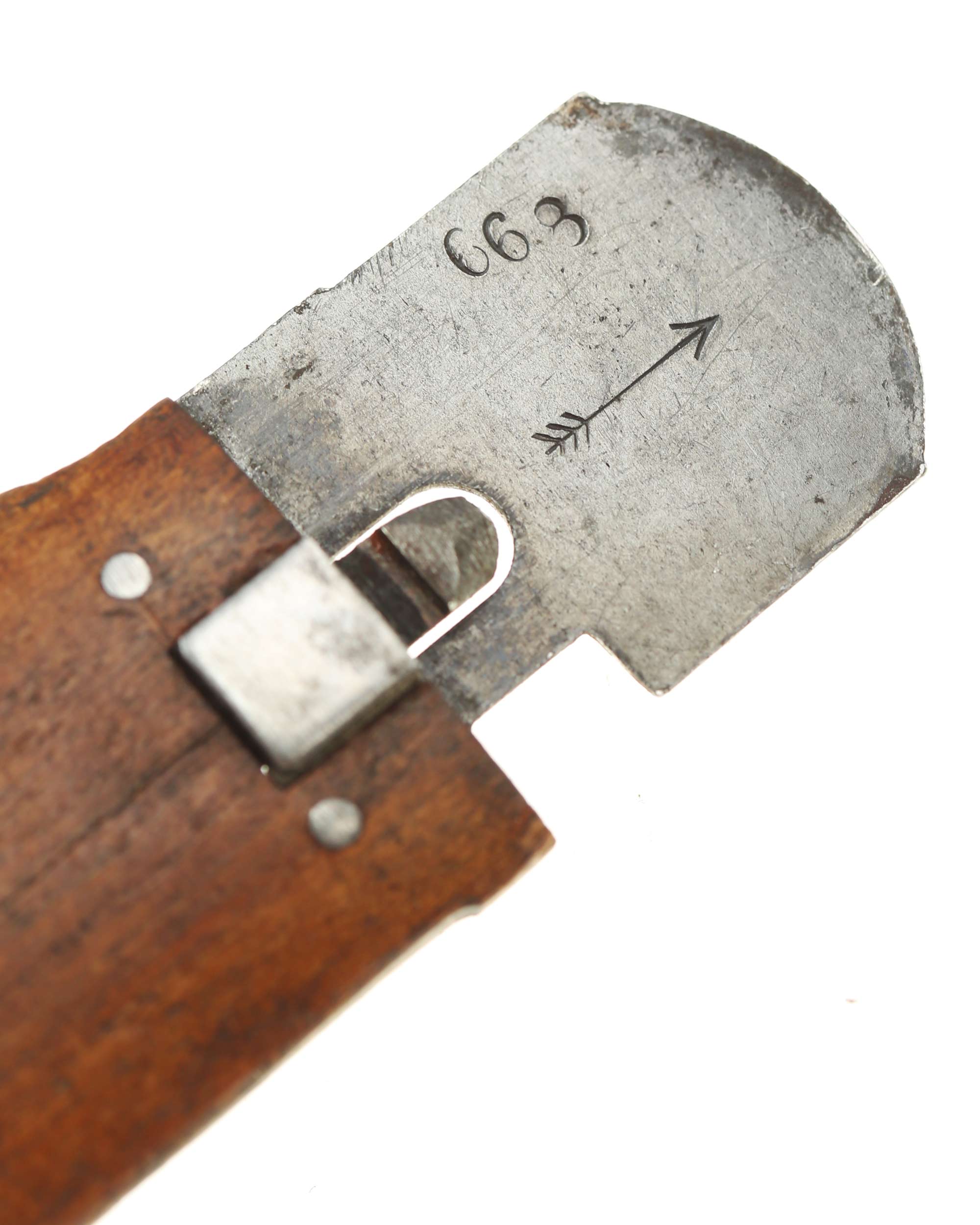 Marlin spike with Luftwaffe inspection stamp on Paratrooper Gravity Knife Type IIa