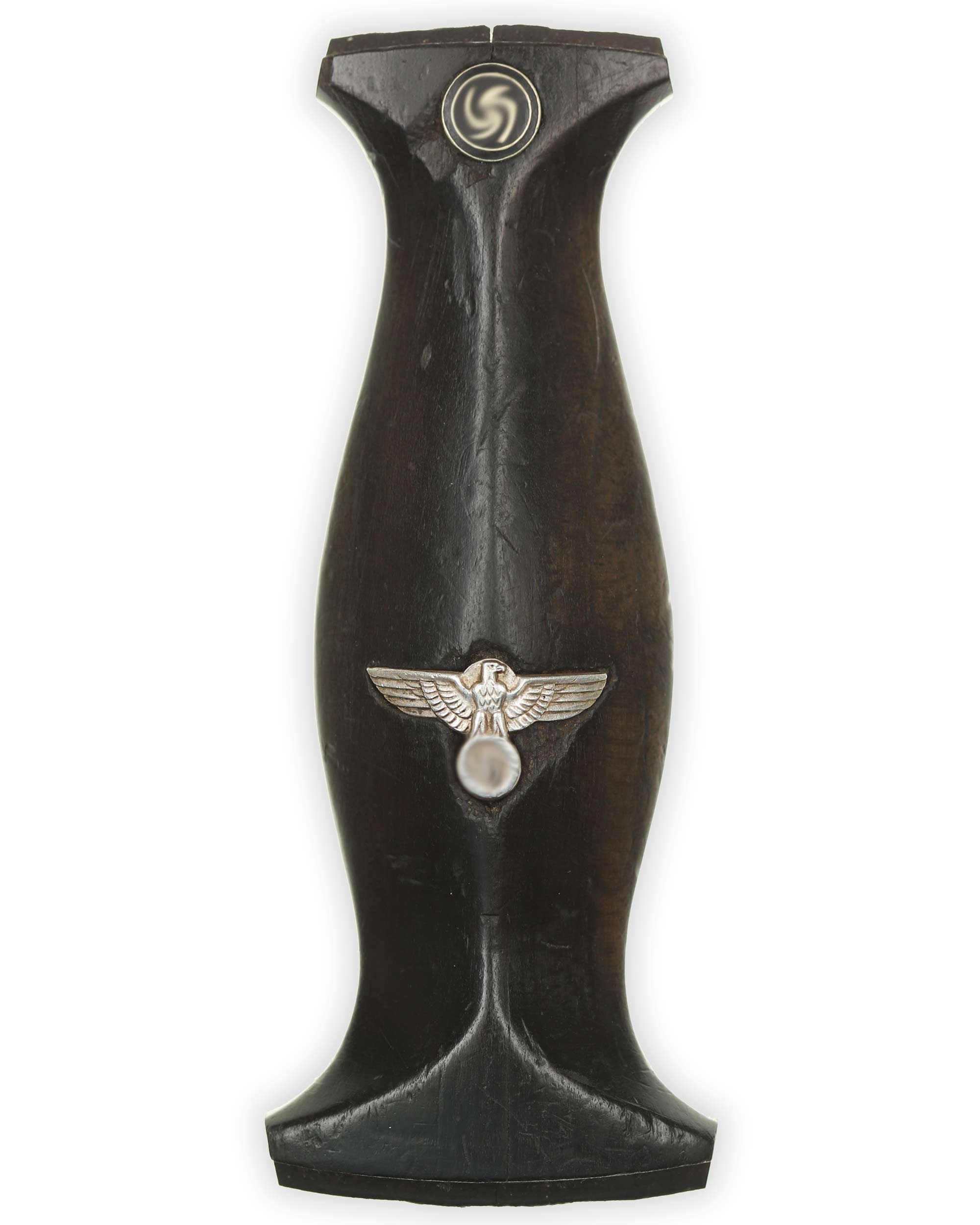 Grip for SS Service Dagger with nickel silver eagle and emblem overall view
