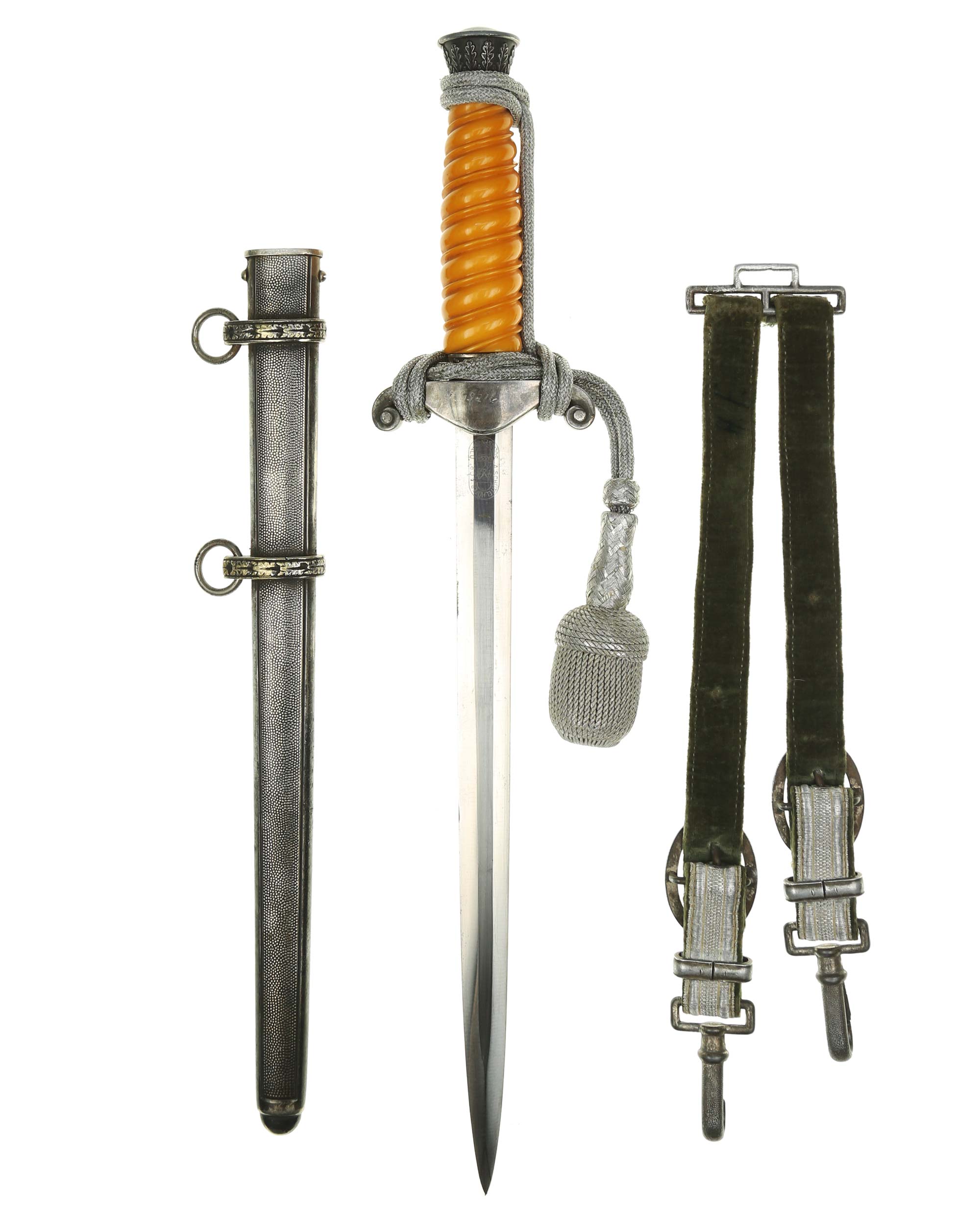 Heeresdolch 1935 – Griff aus orangem Trolon mit Eichenlaubdekor