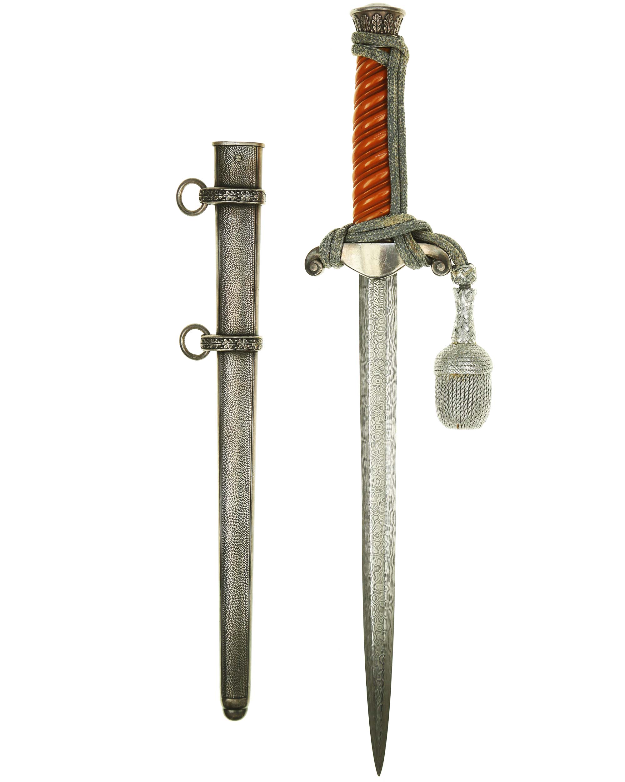 Army officer’s dagger – slant grip in orange trolon with eagle crossguard