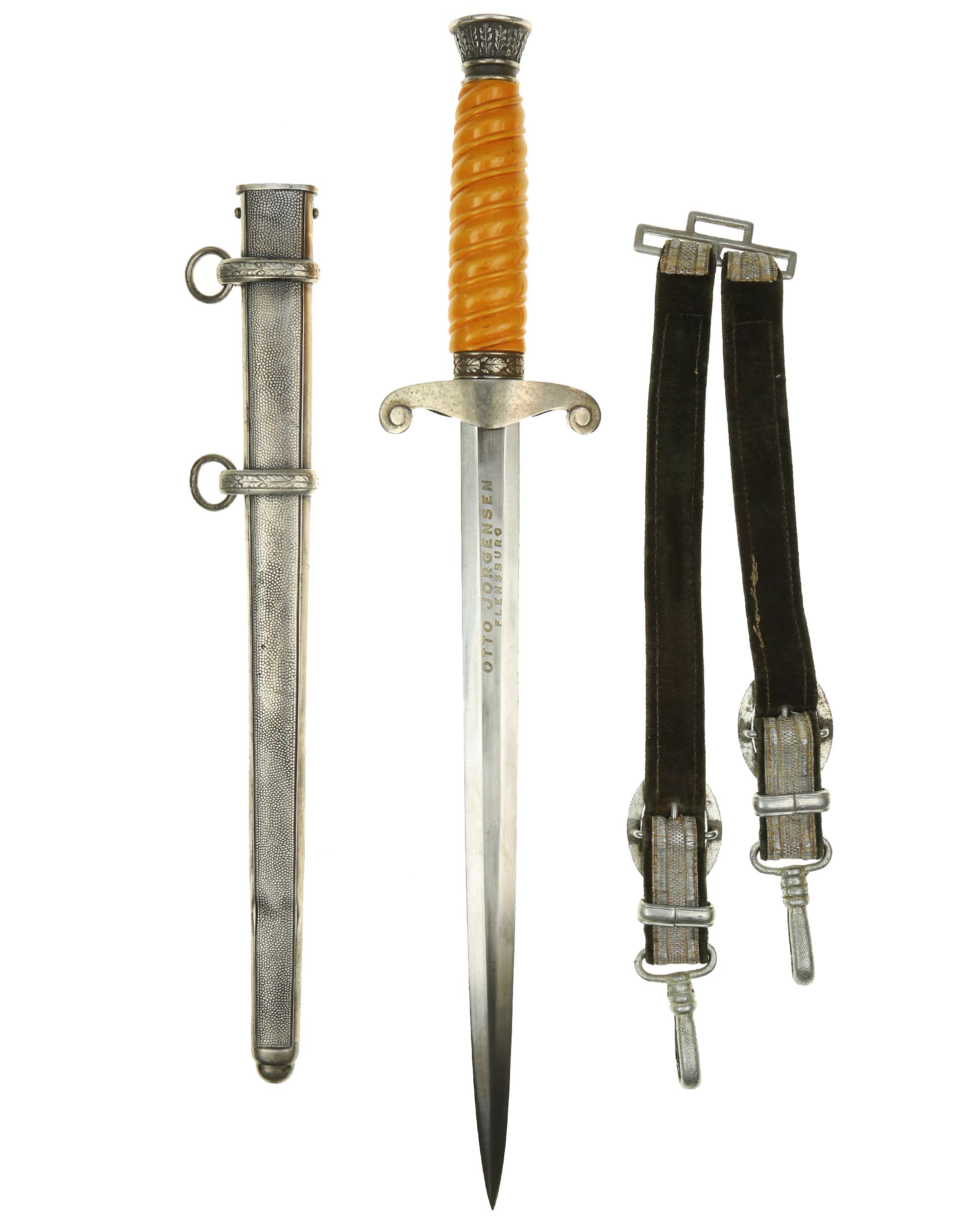 Army Officer Dagger M1935 with orange grip scabbard and hangers