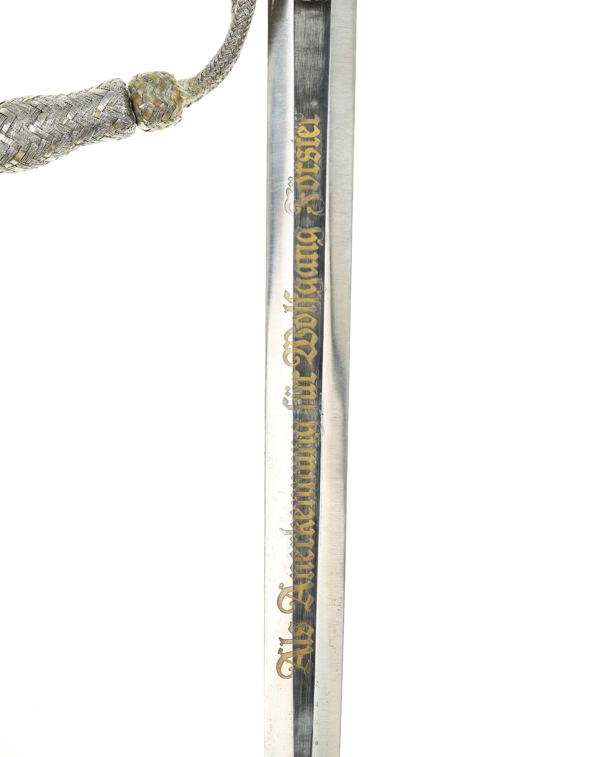 Army officer dagger – blade with gilded etch Als Anerkennung für Wolfgang Förster