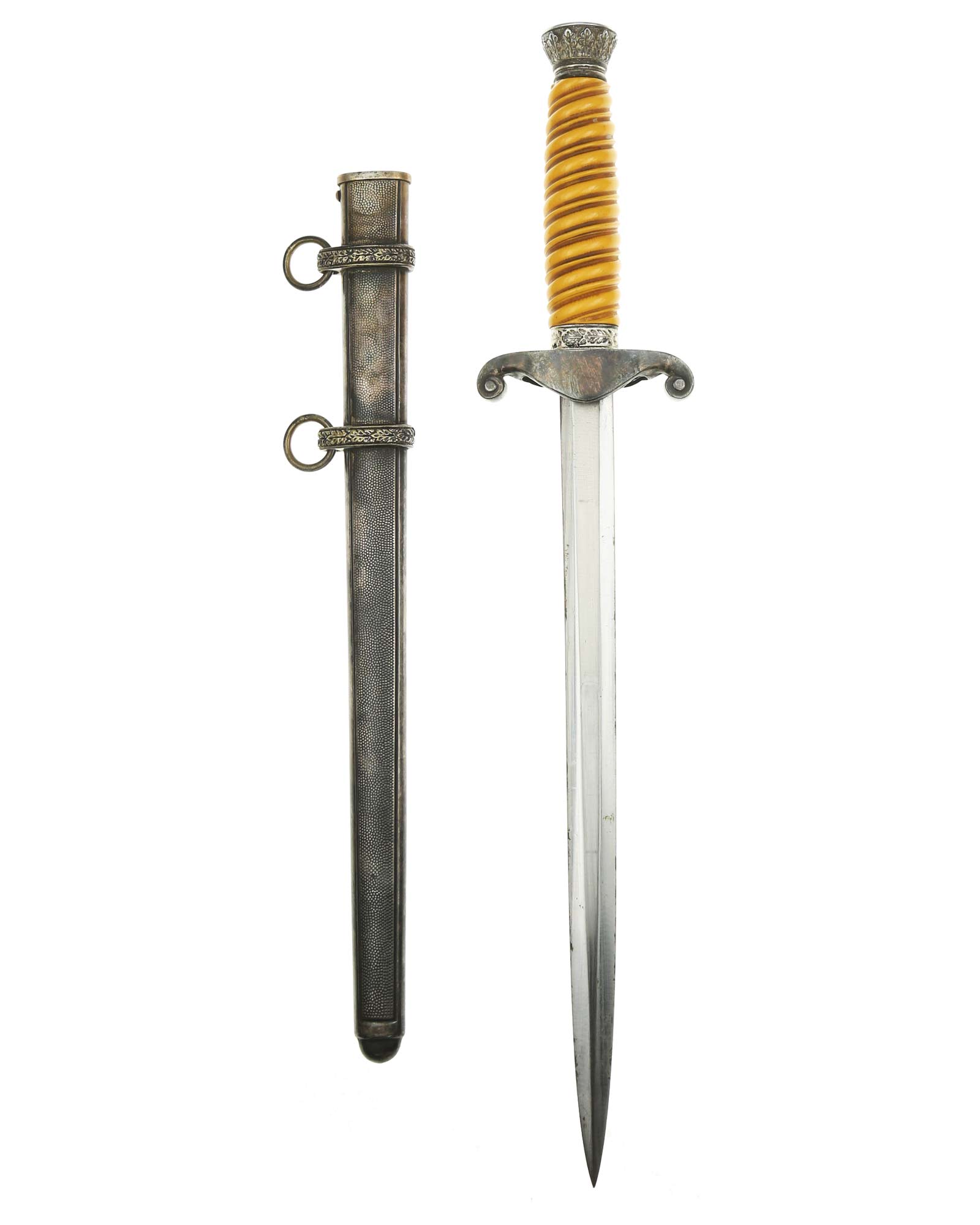 Heeres-Offiziersdolch Modell 1935 mit gelblichem Trolon-Griff und Parierstange