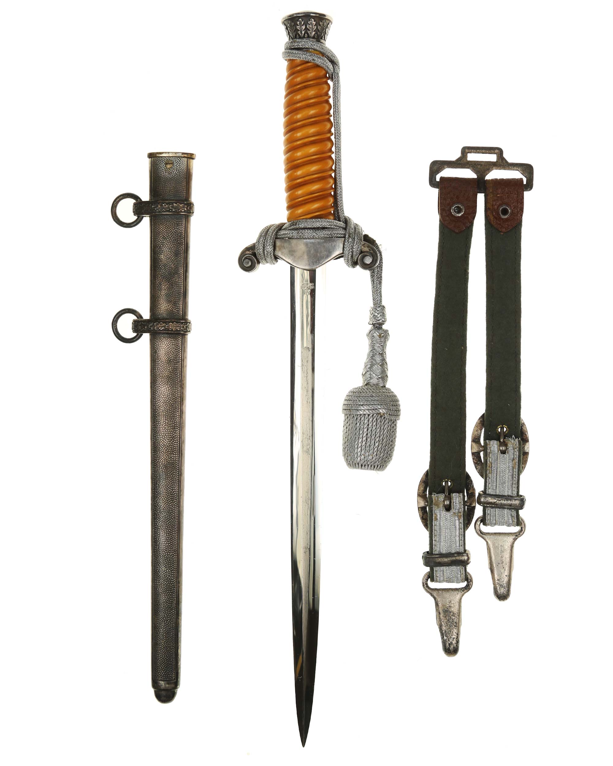 Heeres-Offiziersdolch M1935 mit orangefarbenem Trolon-Griff und Heeresadler-Parierstange