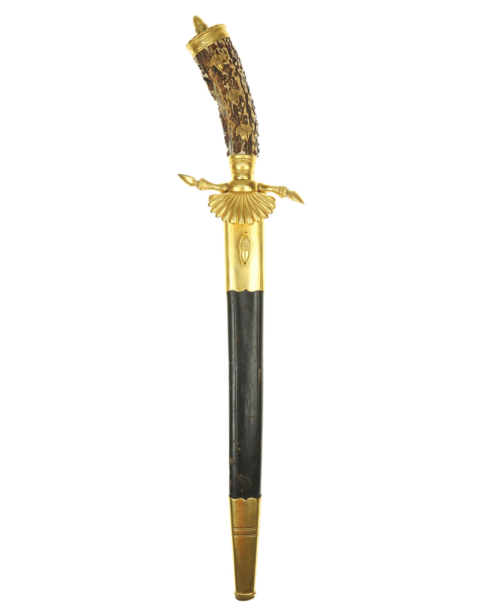 Hirschfänger of the German Hunting Association with stag horn grip by E and F Hörster Solingen overall view