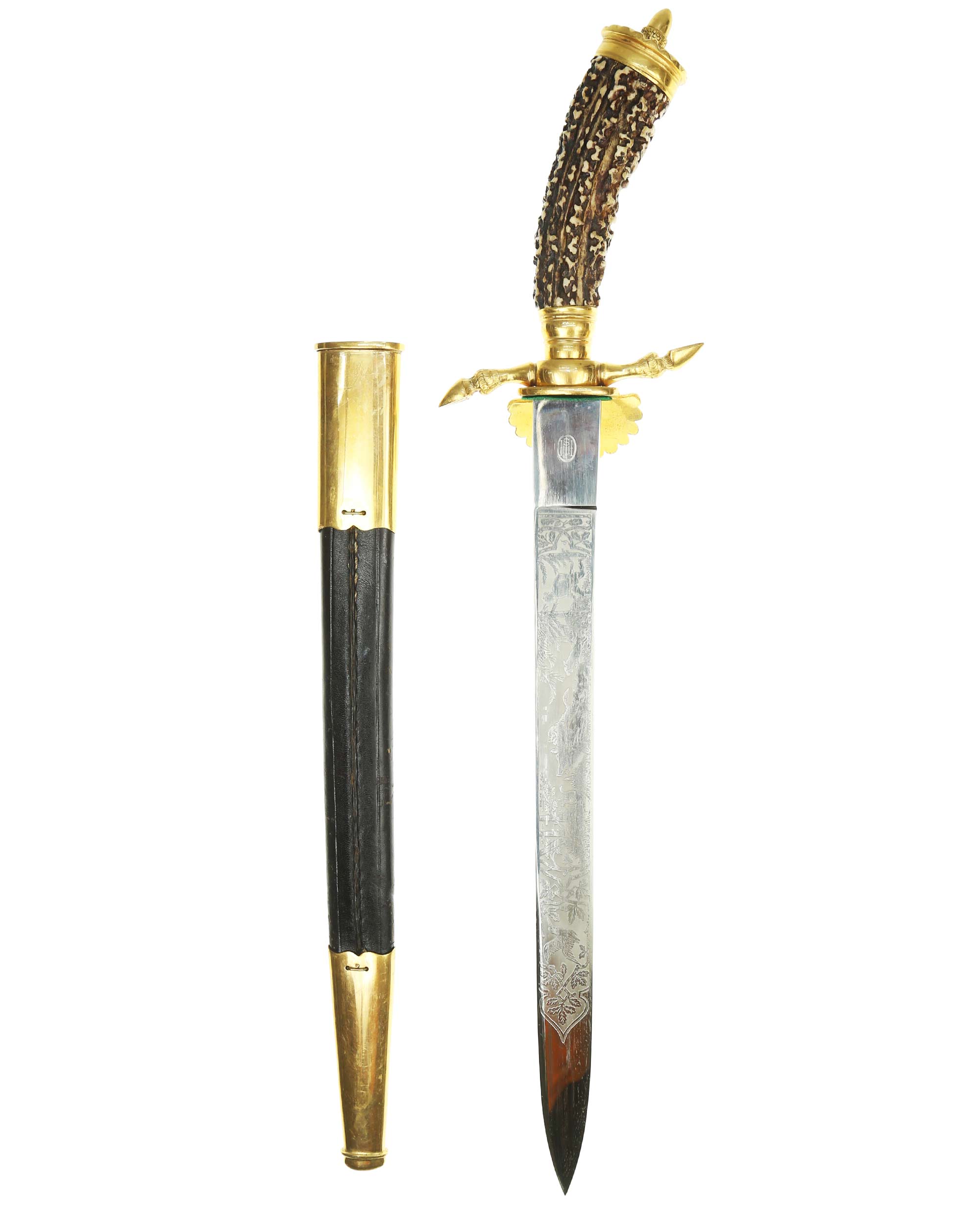Three-sided etched blade of the German Hunting Association Hirschfänger