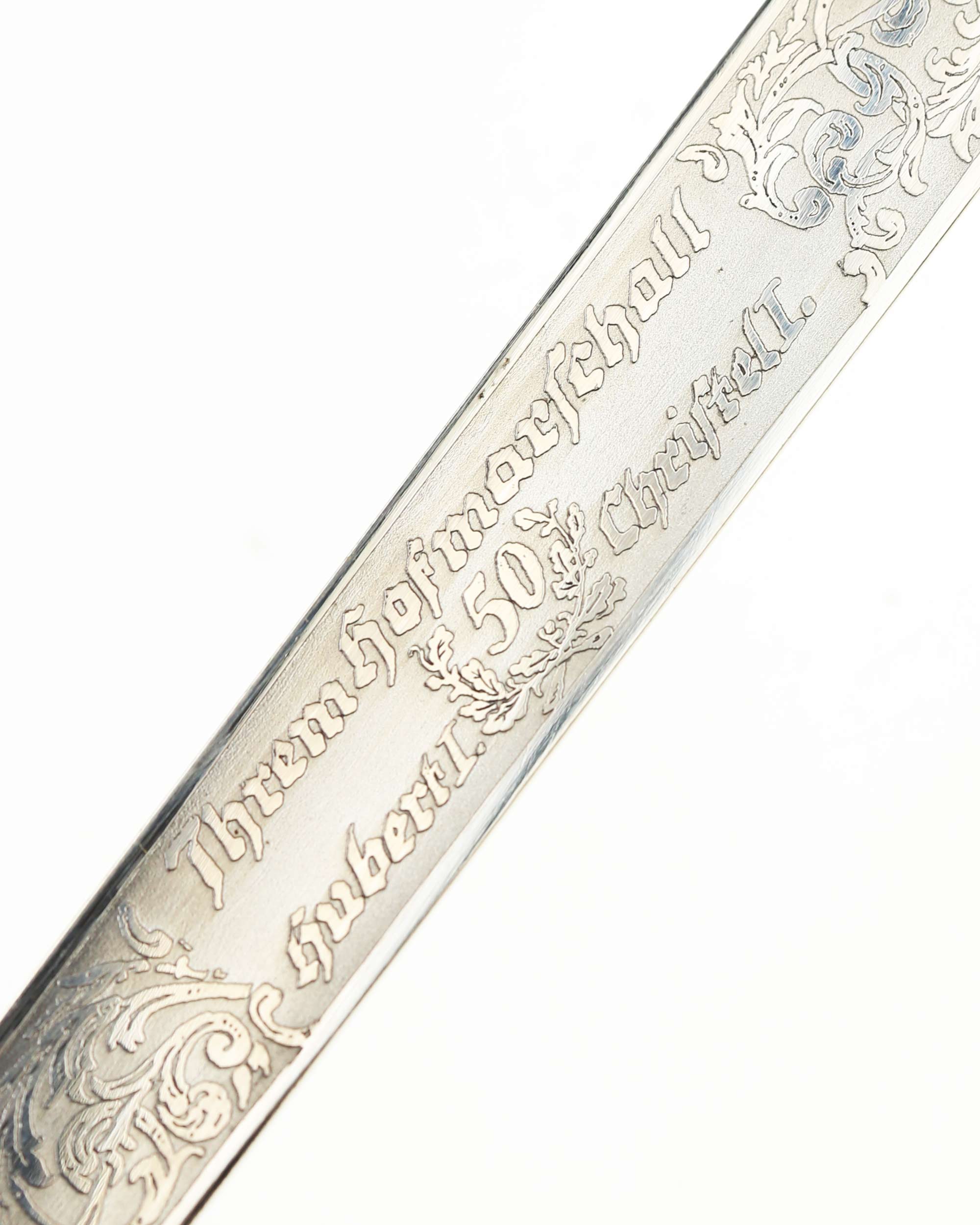 Detail of dedication to a Court Marshal for a 50th jubilee