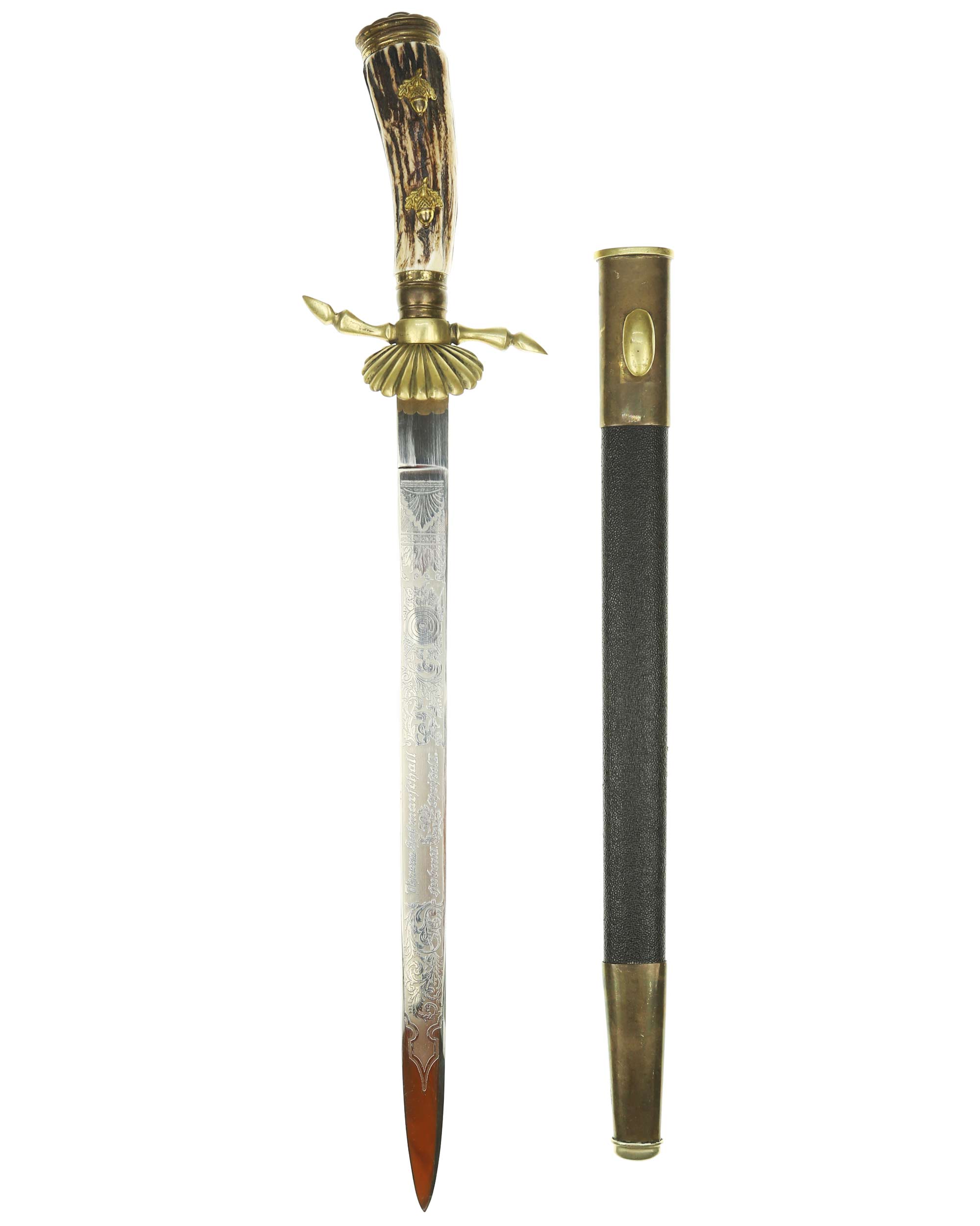 Honor Hunting Cutlass by E and F Hörster Solingen with etched blade and scabbard