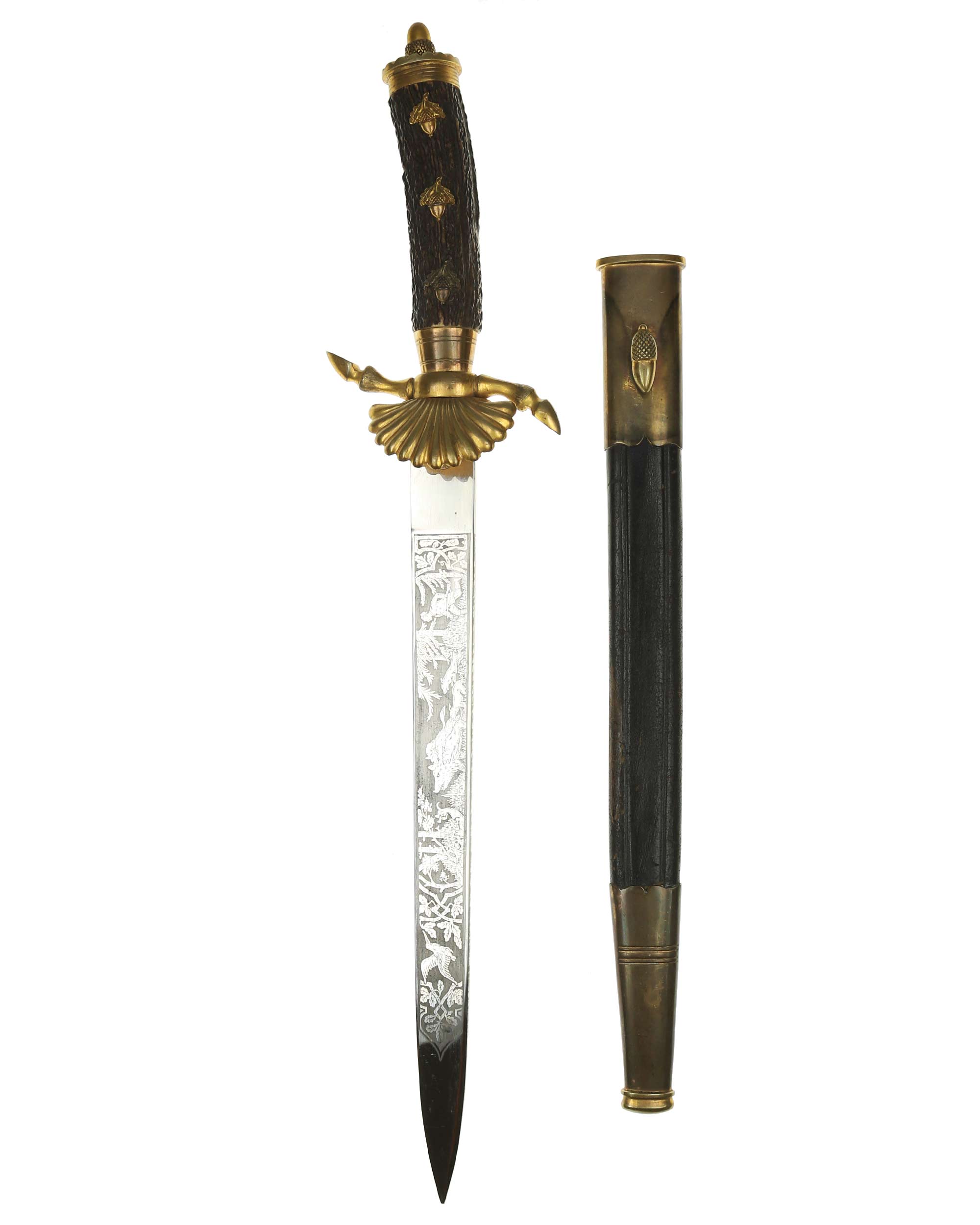 Stag horn grip and hilt of Hunting Cutlass by E and F Hörster Solingen