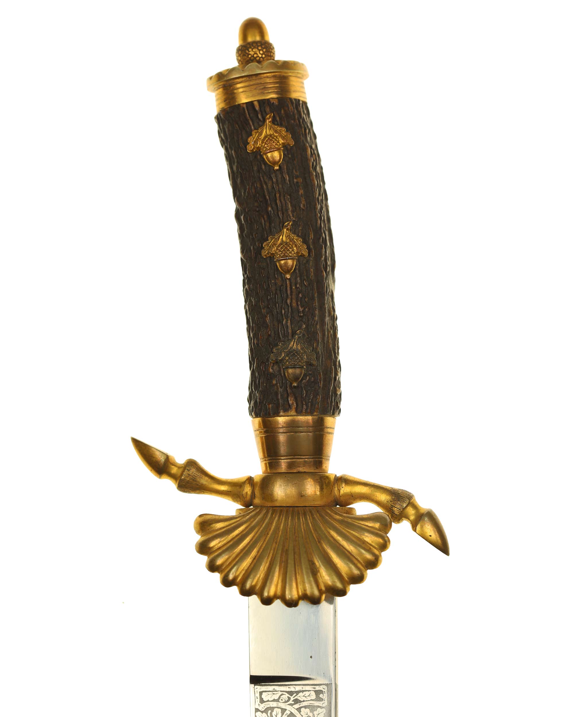 Etched hunting blade of Hunting Cutlass by E and F Hörster Solingen
