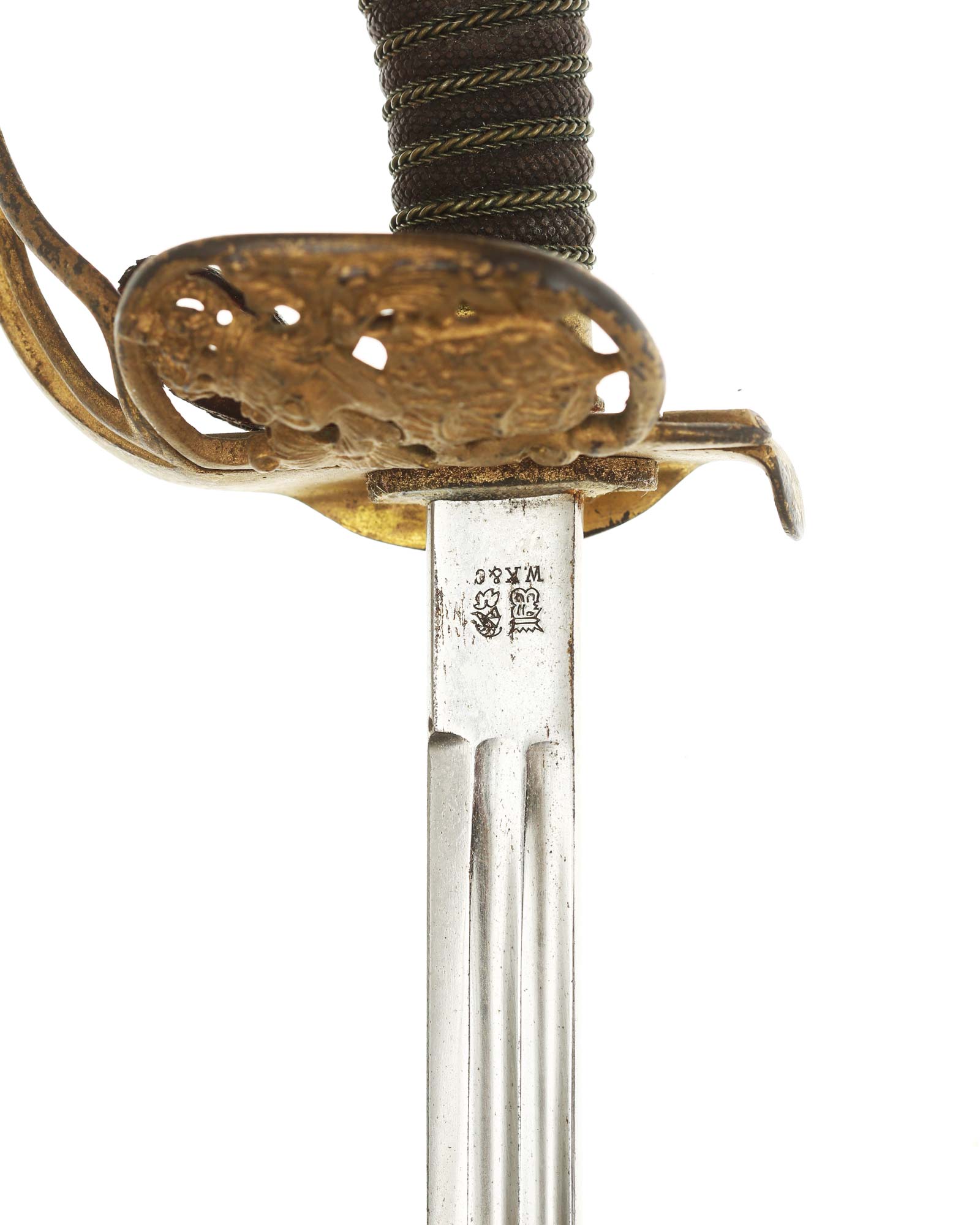 Preußen Degen M1889 – Knauf und Griffrücken mit Zierlinien
