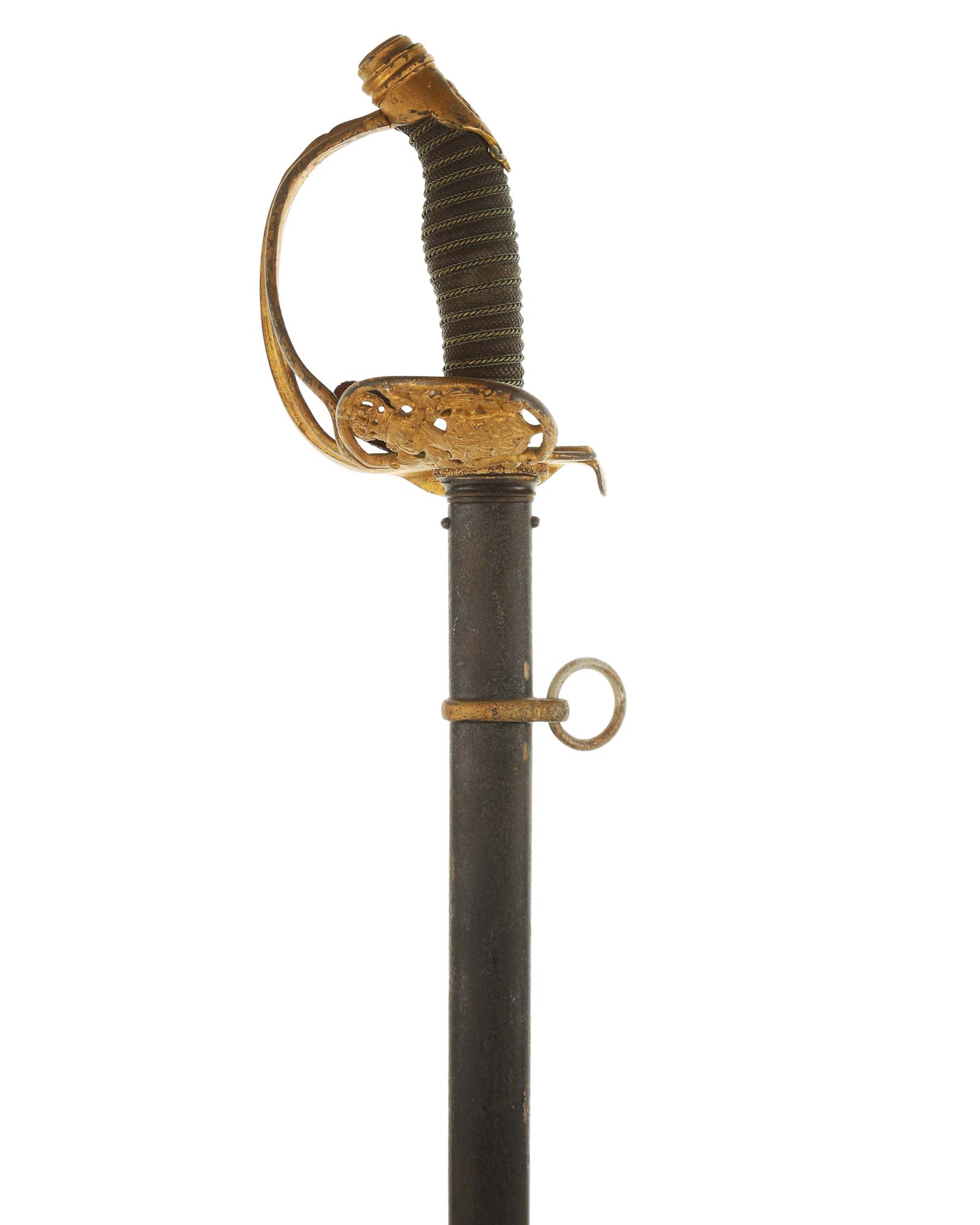 IOD M1889 Württemberg – Griff mit Löwenkopfknauf und Drahtwicklung, Detail
