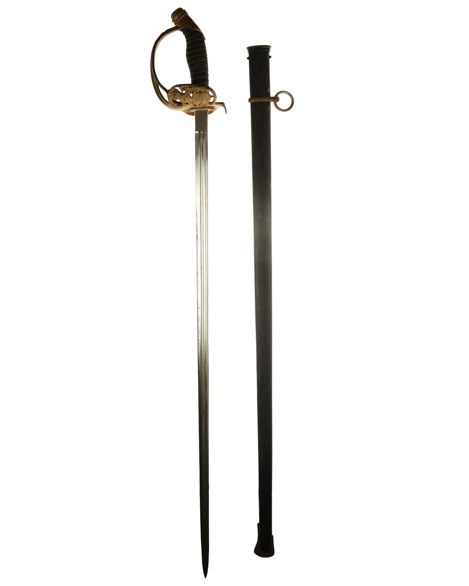 Preußischer Offiziersdegen M1889 – Klingenrücken und Spitze, Detail