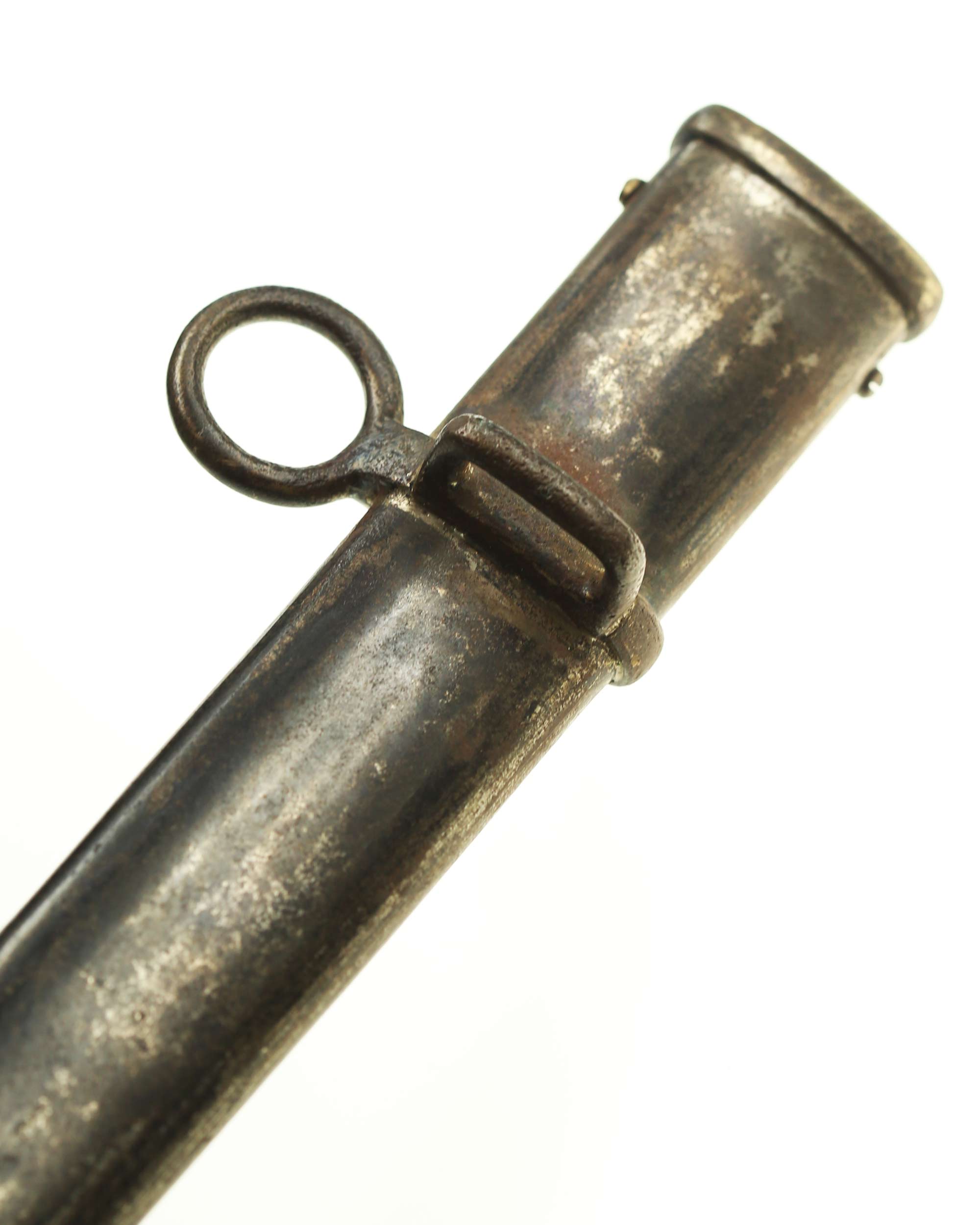 Stahlscheide mit Tragering am Kavallerie Offizierssäbel nach preußischem Muster M1852