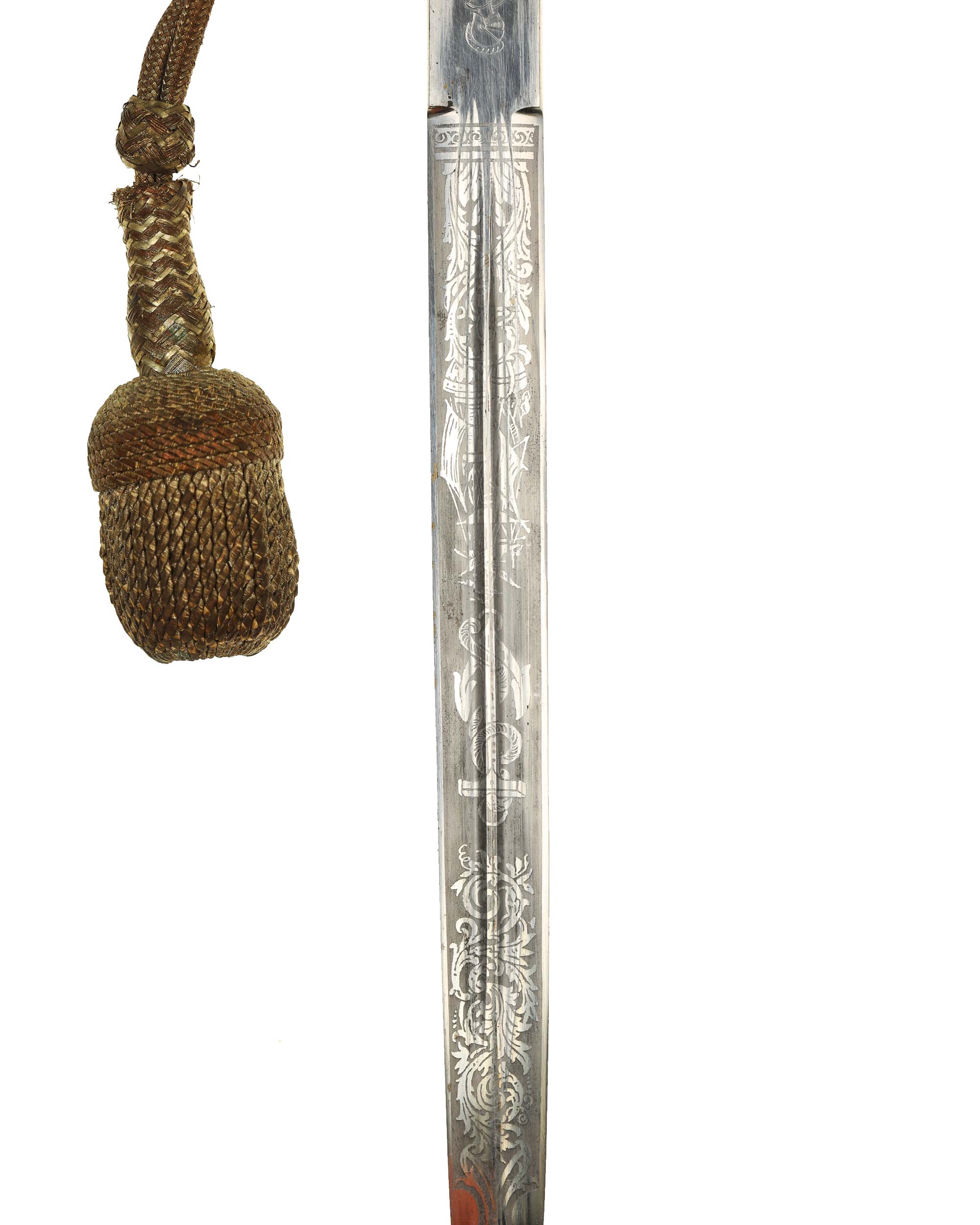 Kriegsmarine dagger – detail of etched blade with maritime motifs