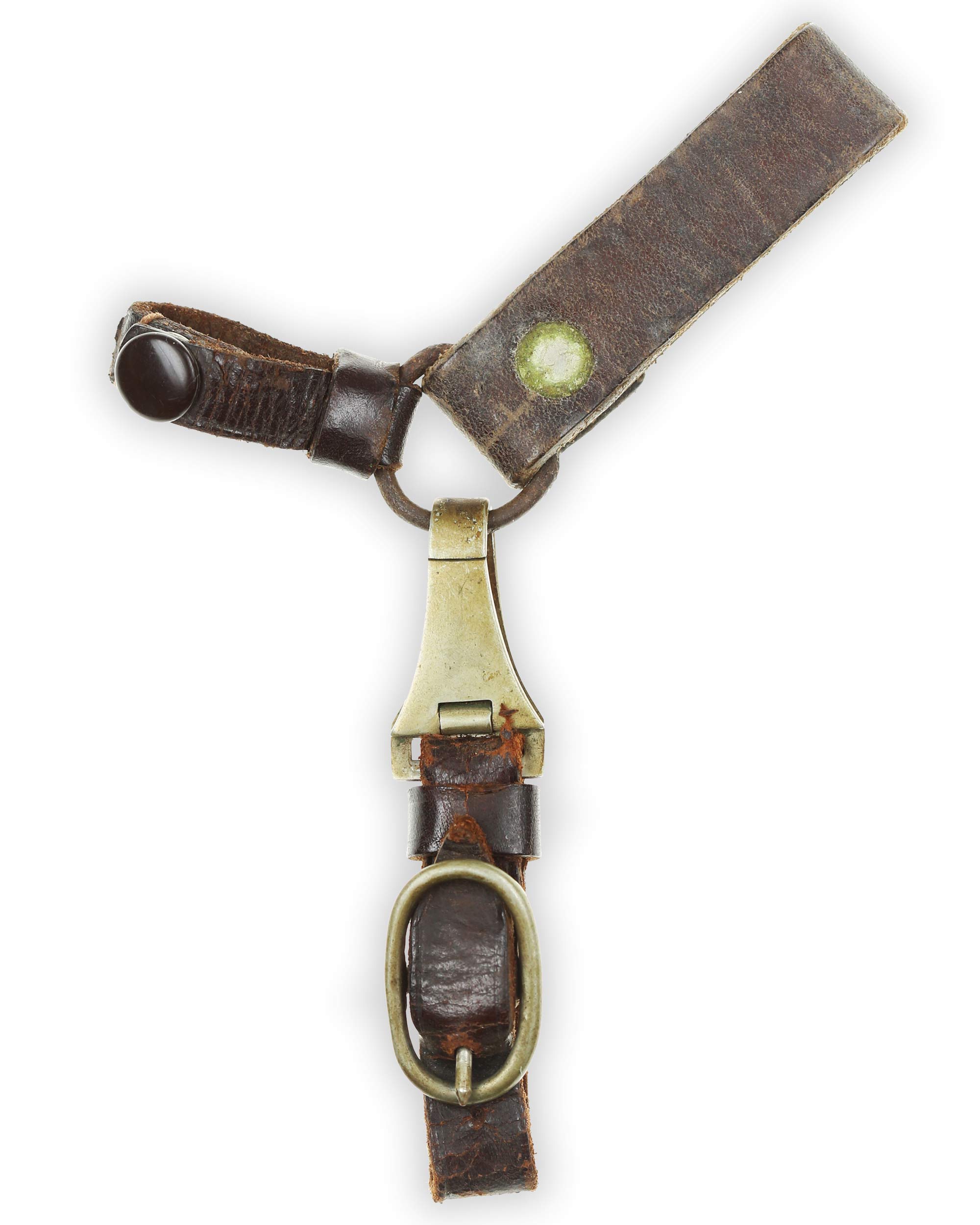 Early 3-piece leather hanger for service dagger – overall view