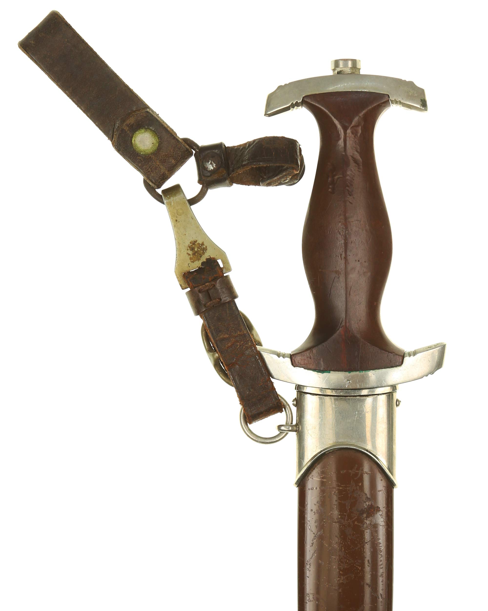 Early SA leather hanger – detail of leather and metal fittings