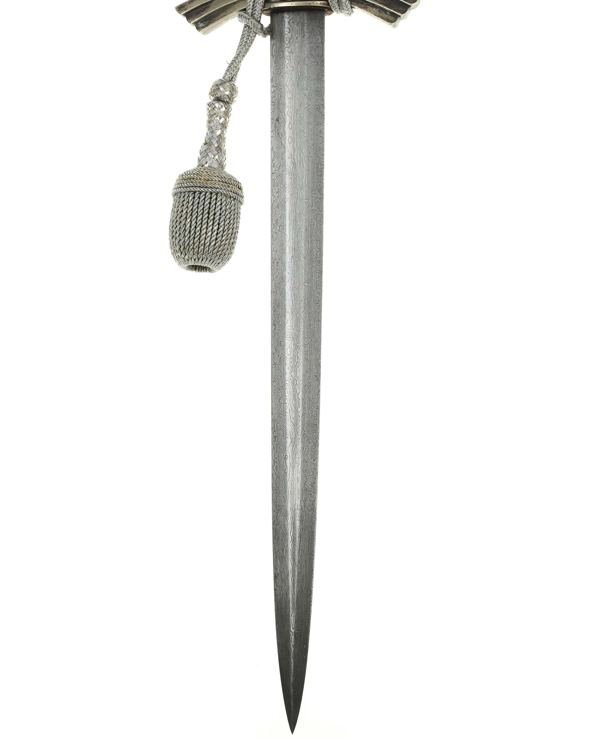 Damascus blade of Luftwaffe Aircrew Dagger Model 1935 with portepee and crossguard