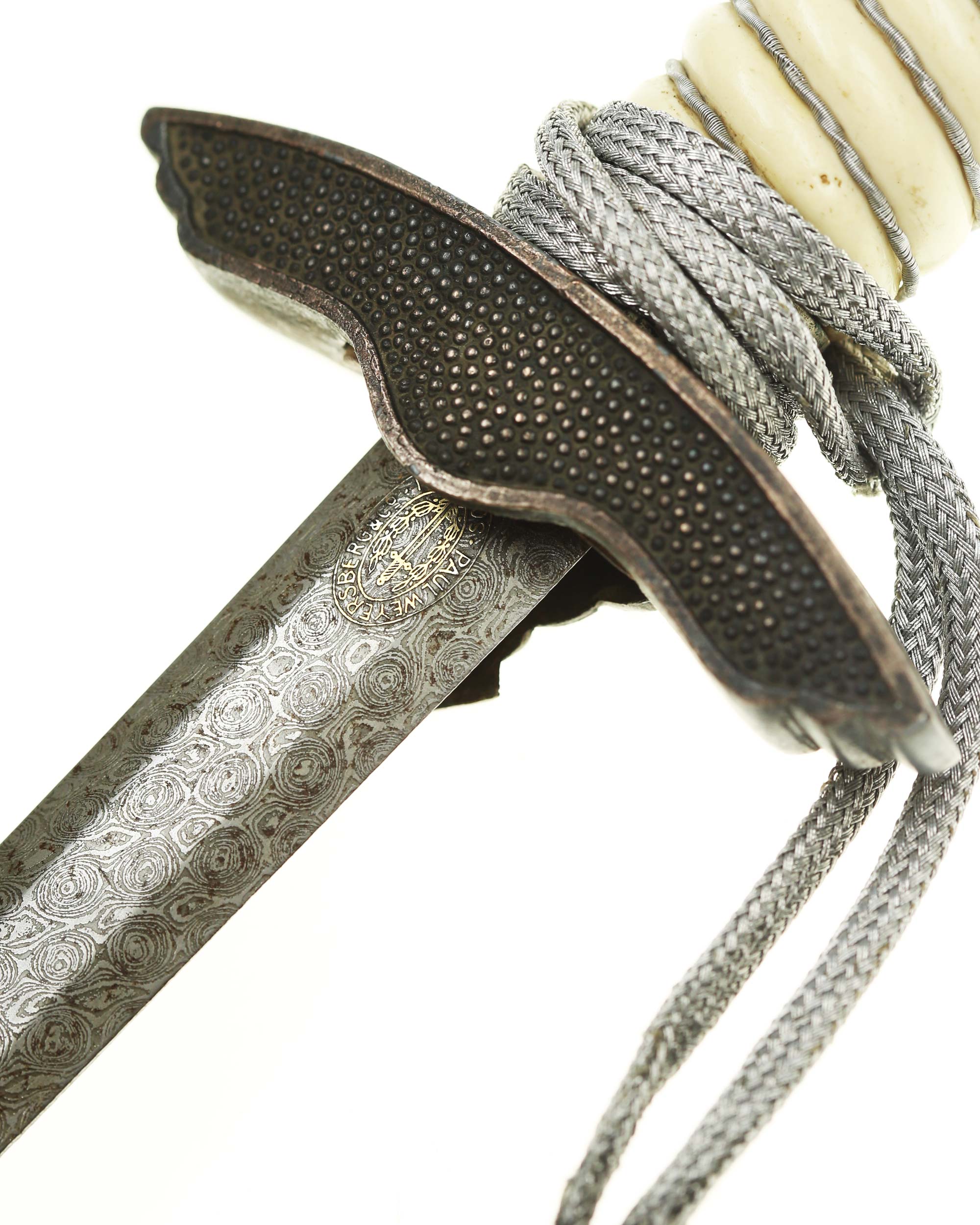 Paul Weyersberg Solingen maker marking on Damascus blade of Luftwaffe Officer’s Dagger