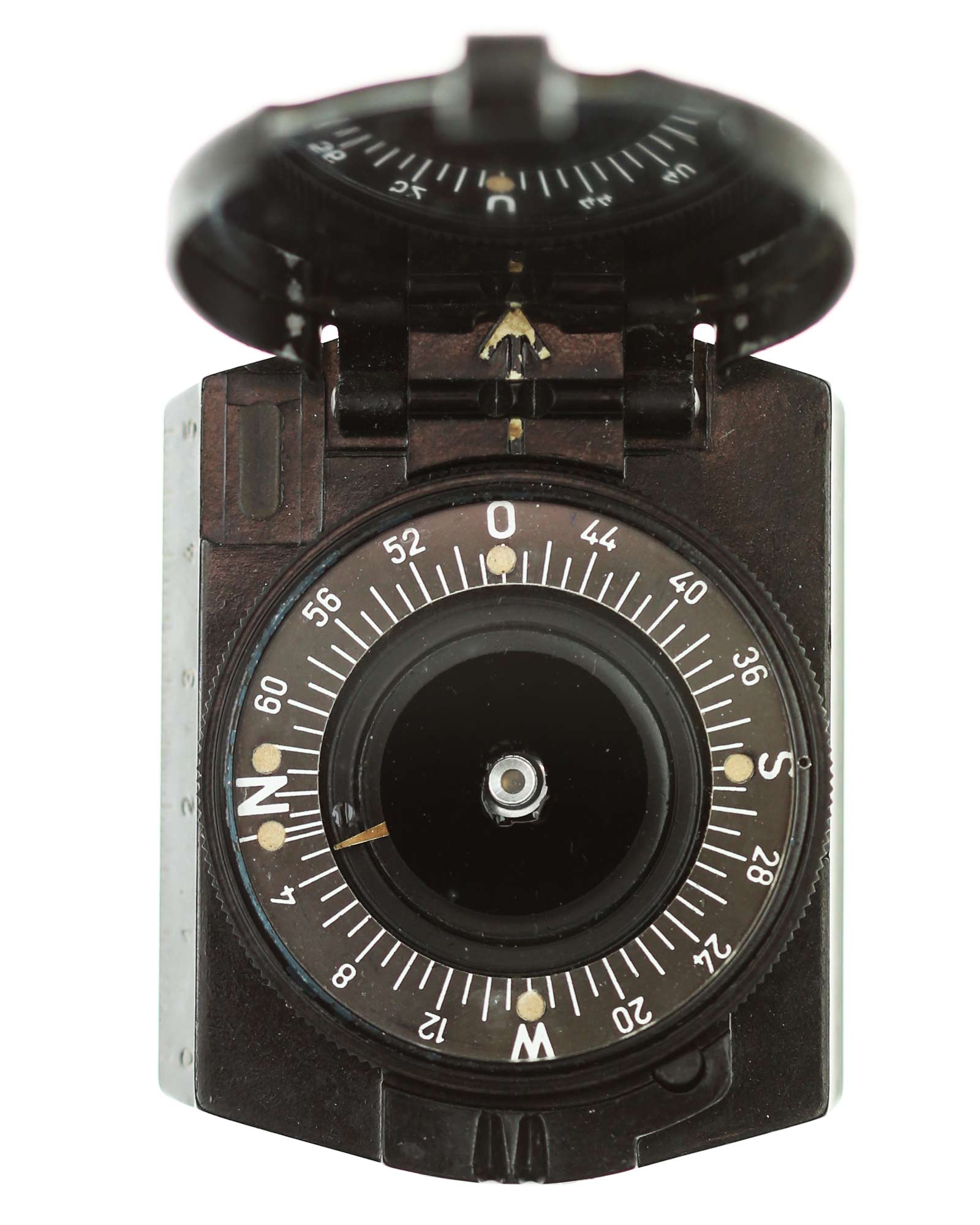 Busch Rathenow Marschkompass – Seitenansicht Bakelitgehäuse