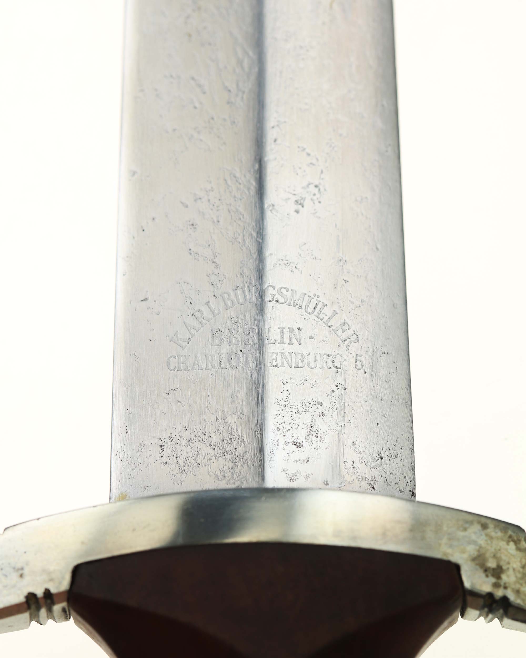 NPEA service dagger – steel scabbard with finish and retaining hook for belt frog