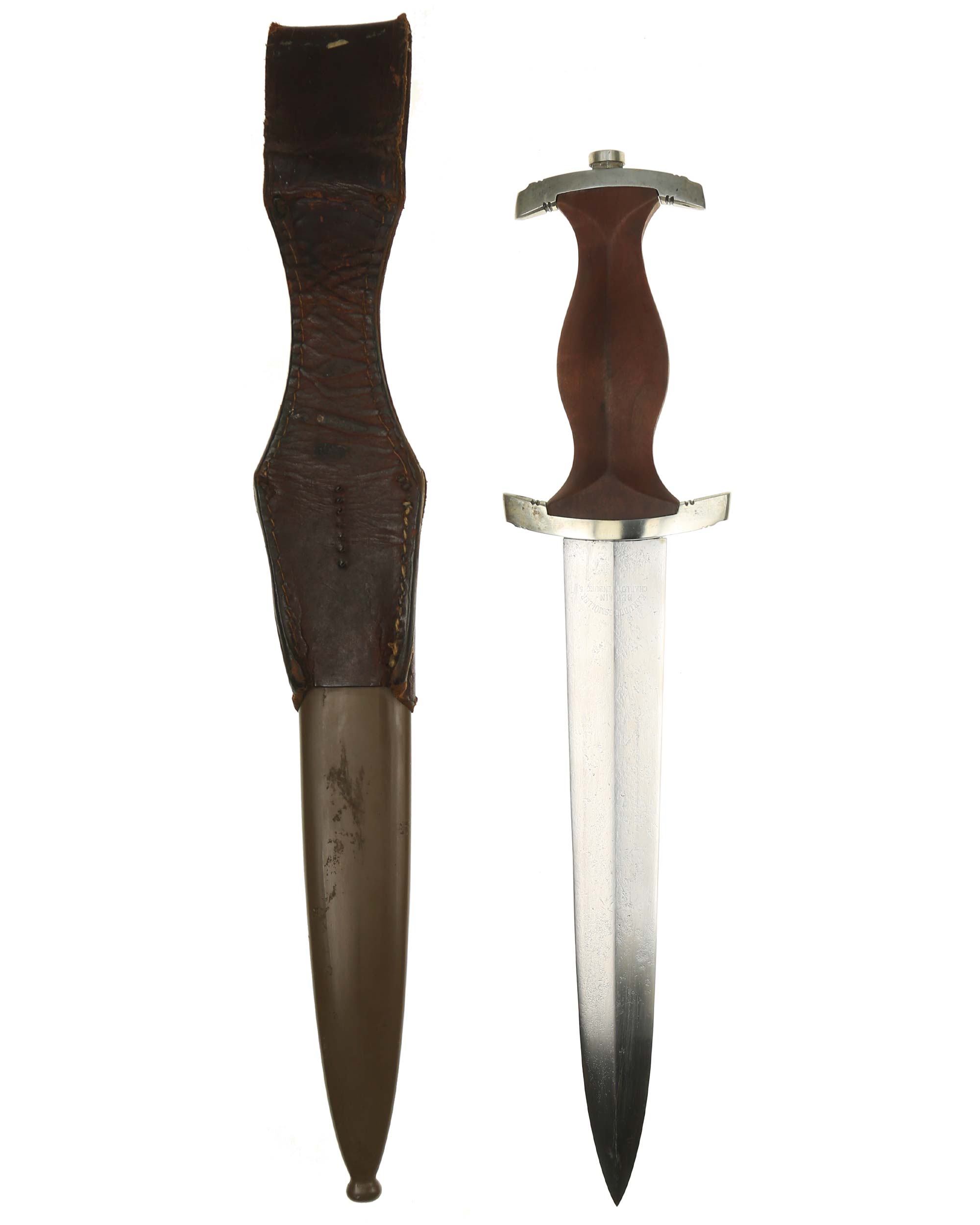 NPEA student dagger – grip with brown wood and crossguard mark P 207