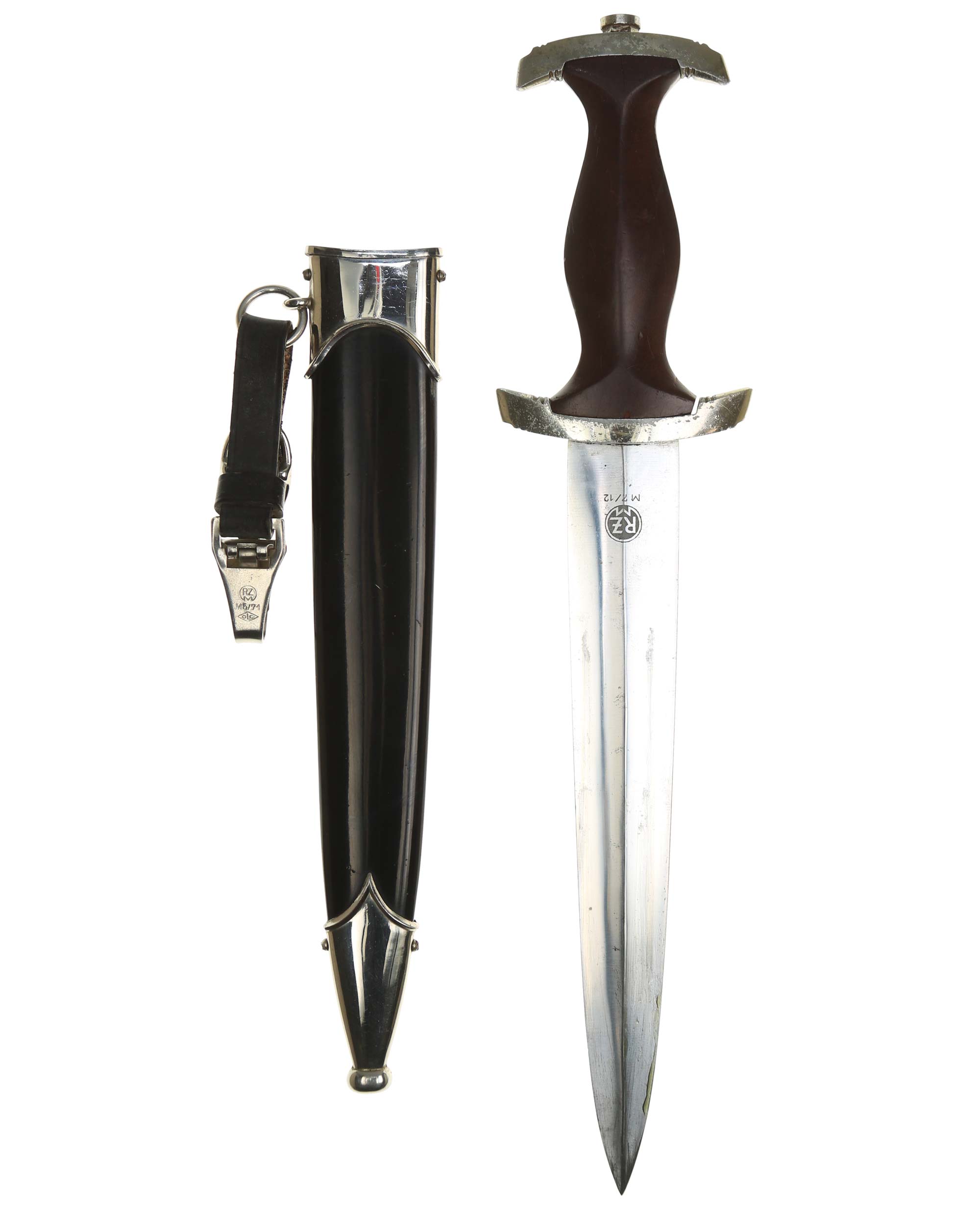 NSKK Dienstdolch – dunkler Holzgriff mit Hoheitsadler und SA-Emblem