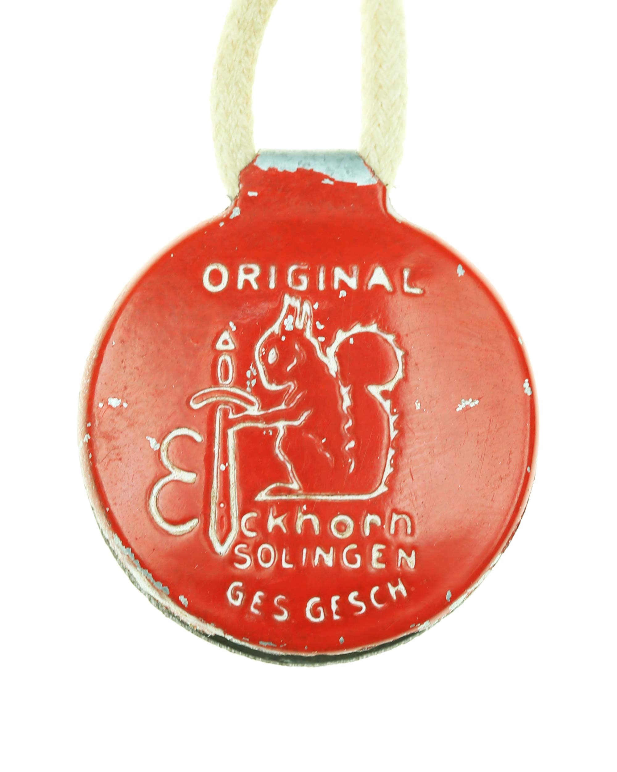 Eickhorn red metal control tag – detailed view of the stamping