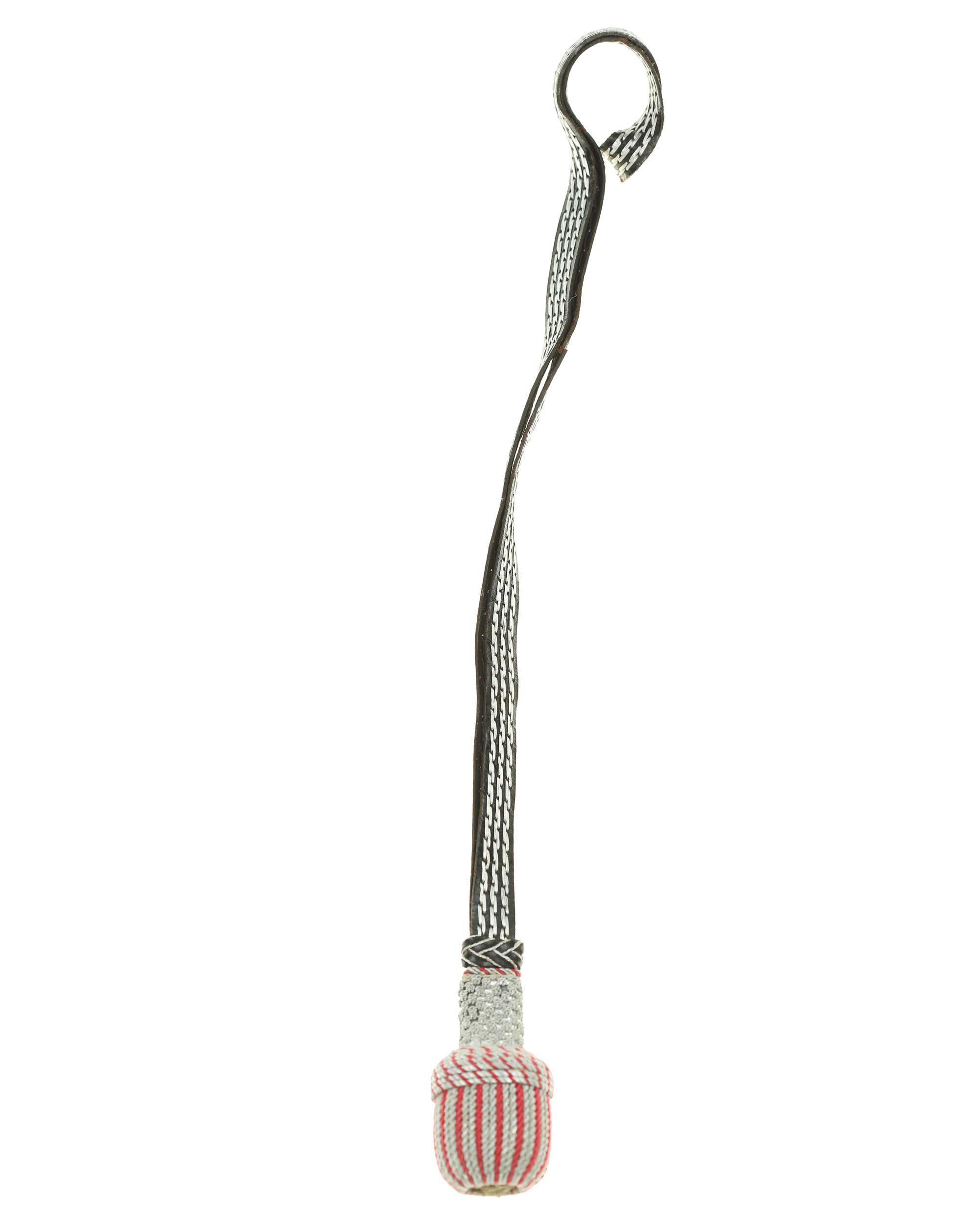 German edged weapon portepee – detail of leather strap with silver inlays