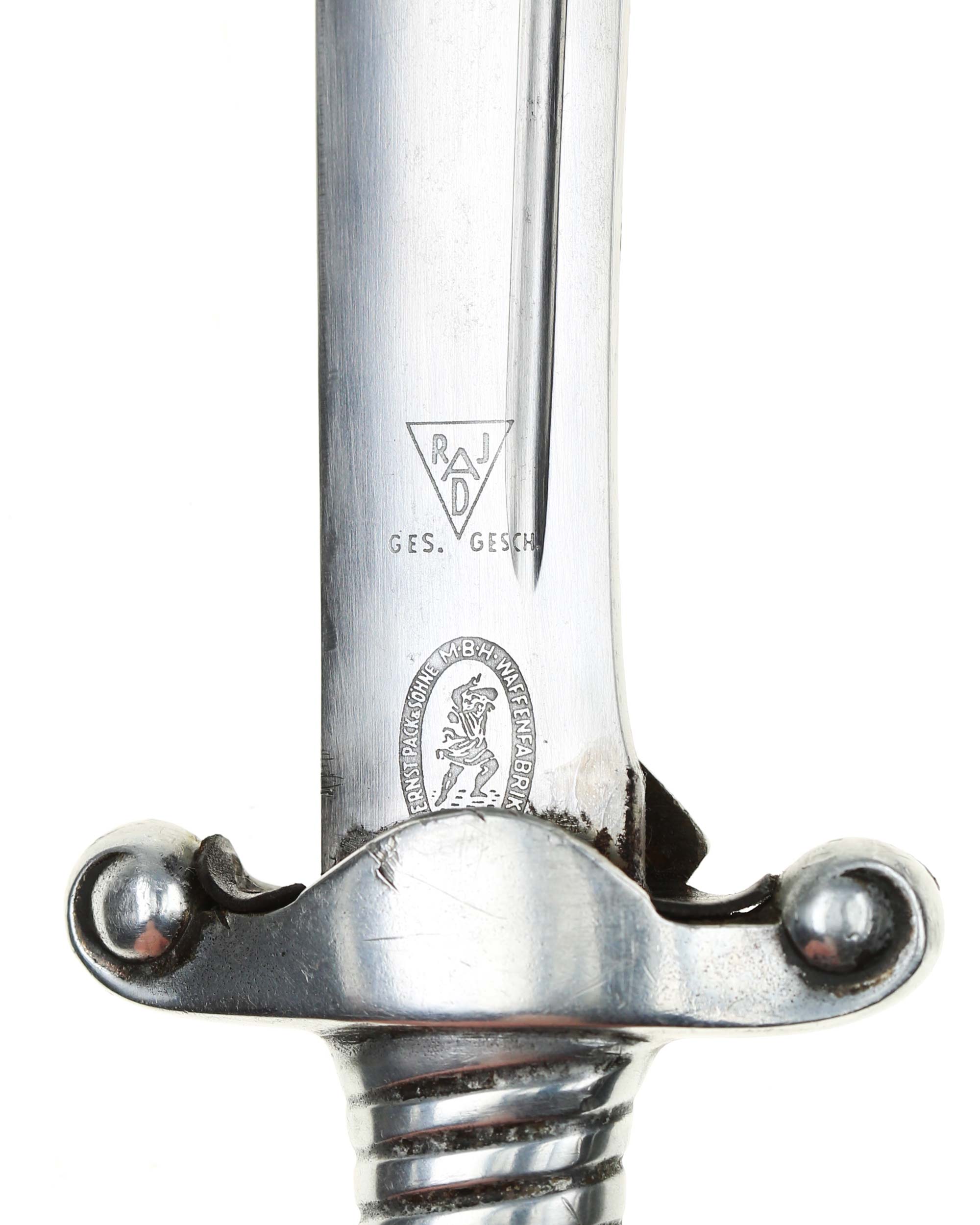 RAD Leader’s hewer – blade with motto Arbeit adelt and maker Ernst Pack & Söhne Solingen