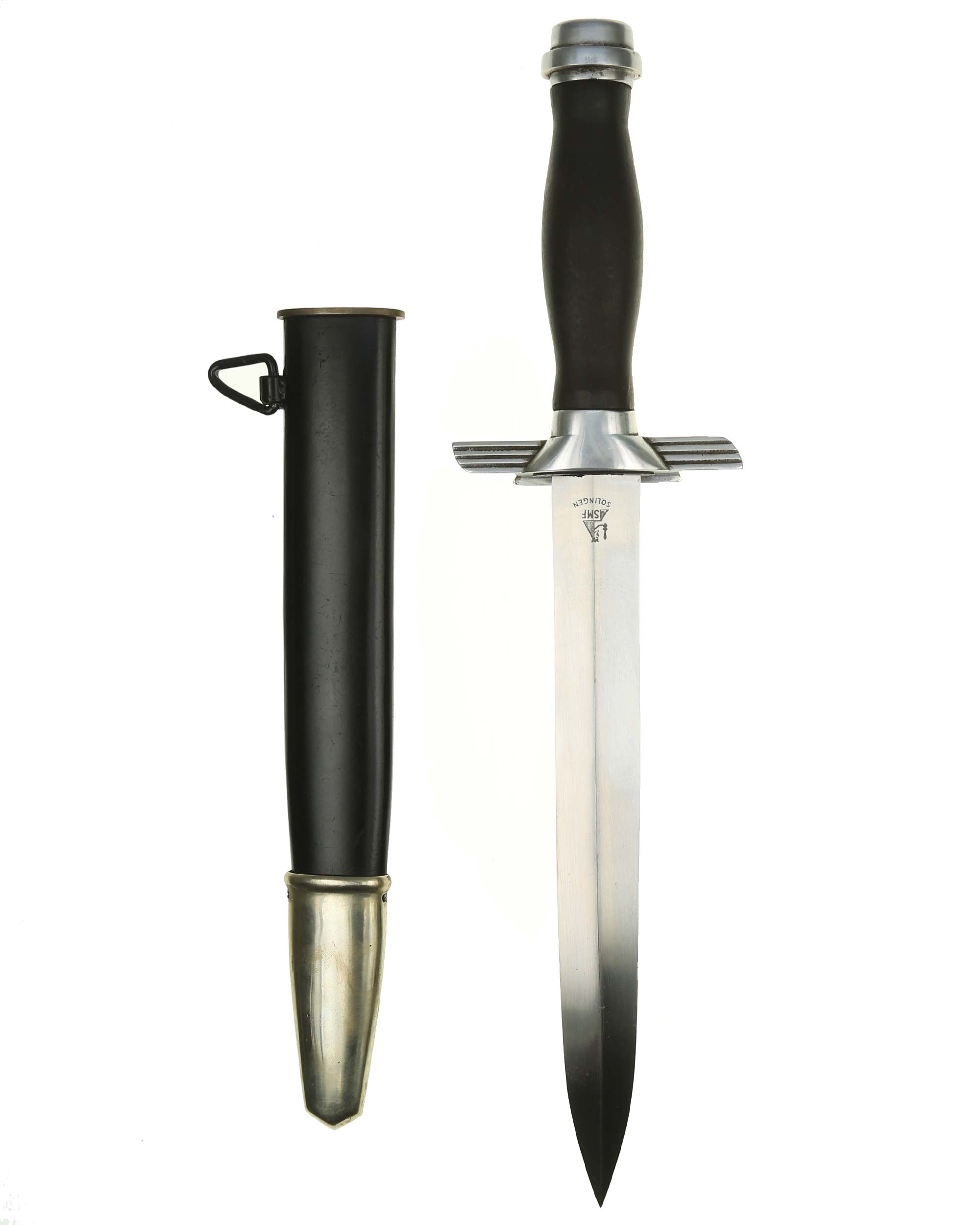 RLB dagger – black wooden grip with Luftschutz emblem and aluminium crossguard