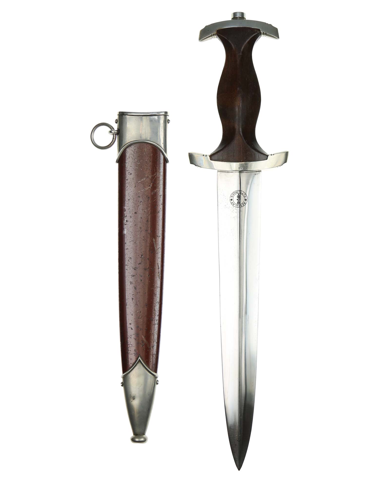 Ранний служебный кинжал СА Aesculap — никелевые детали и девиз Alles für Deutschland