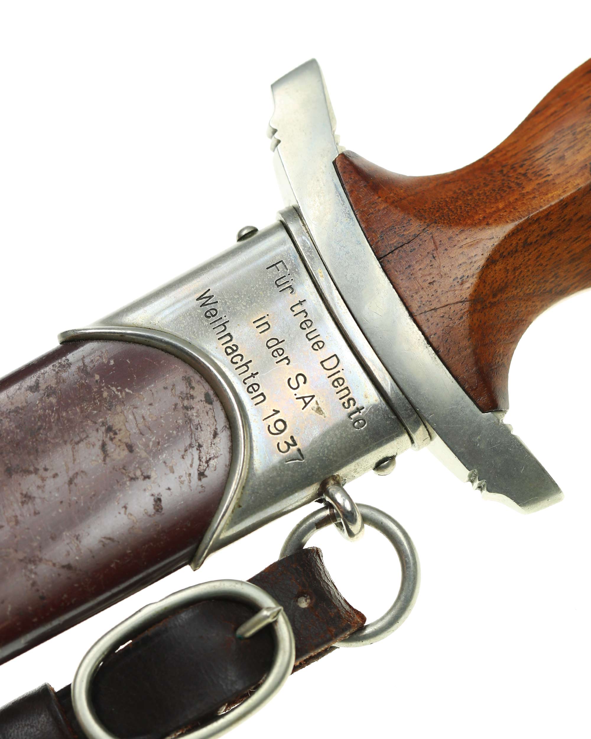 SA dagger – scabbard fitting engraved Für treue Dienste in der SA Weihnachten 1937