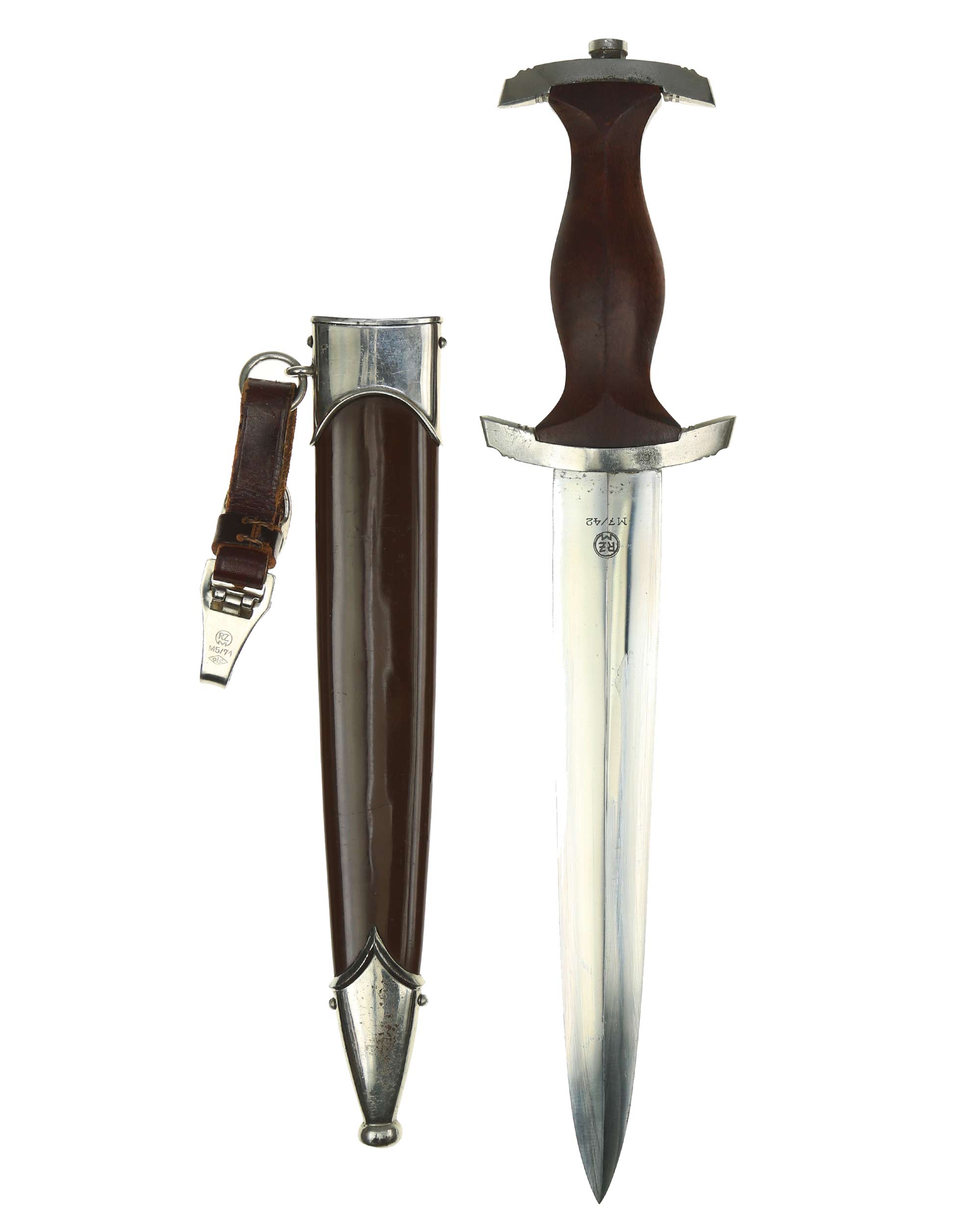 SA dagger – grip with aluminium eagle and enameled SA emblem, late production