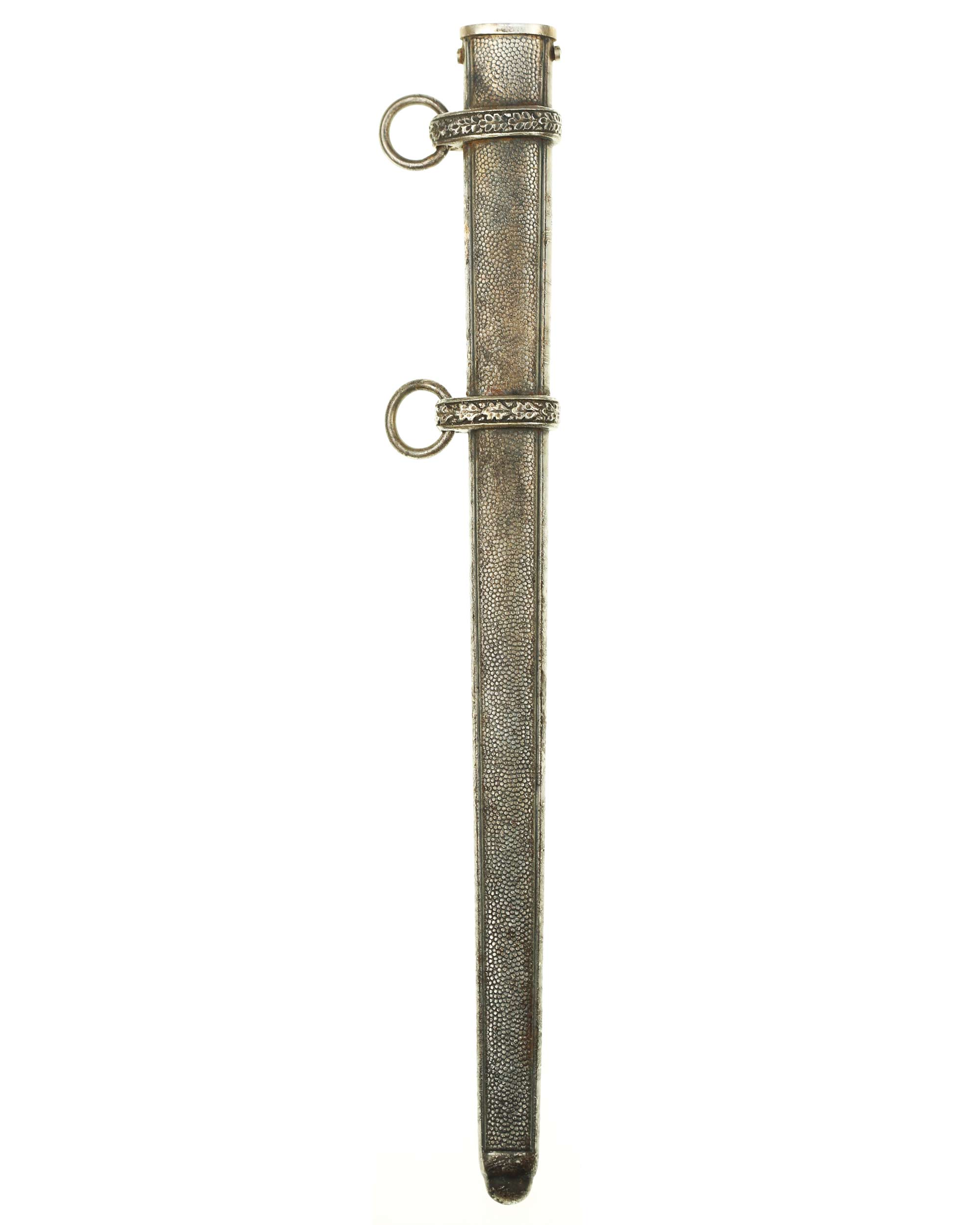 Scabbard bands with oak leaf decoration and closed suspension rings