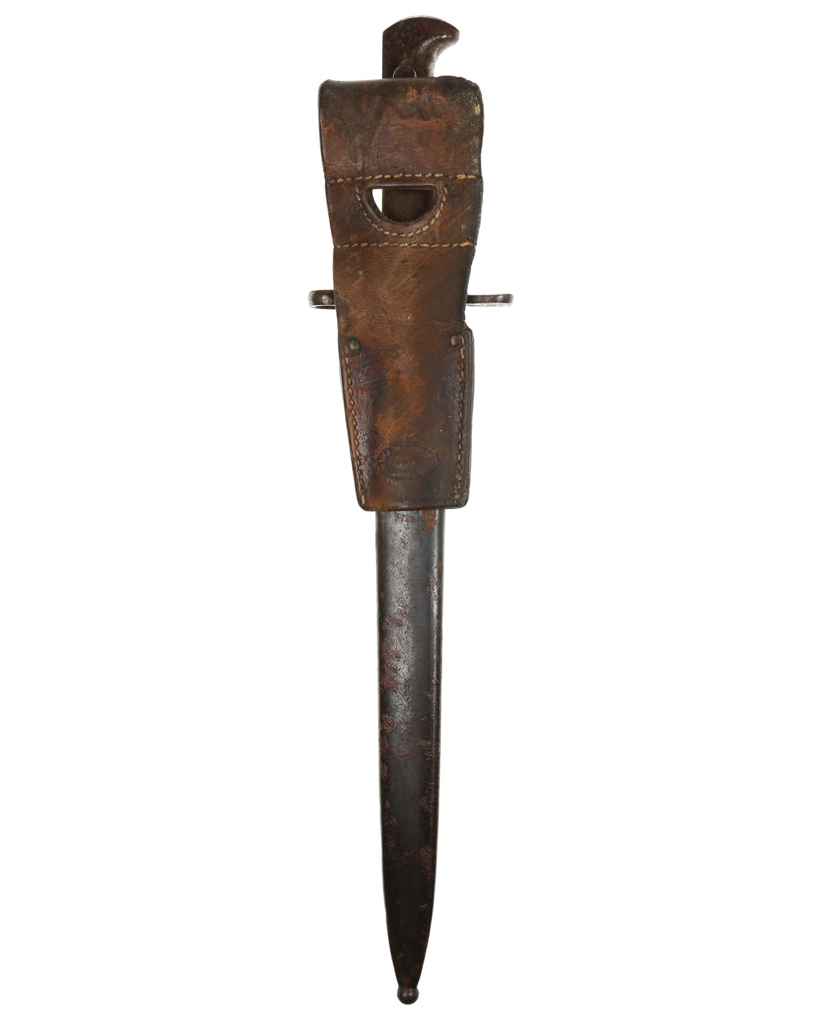 Schweizer Seitengewehr 1889/18 – Griffkopf mit Arretierung
