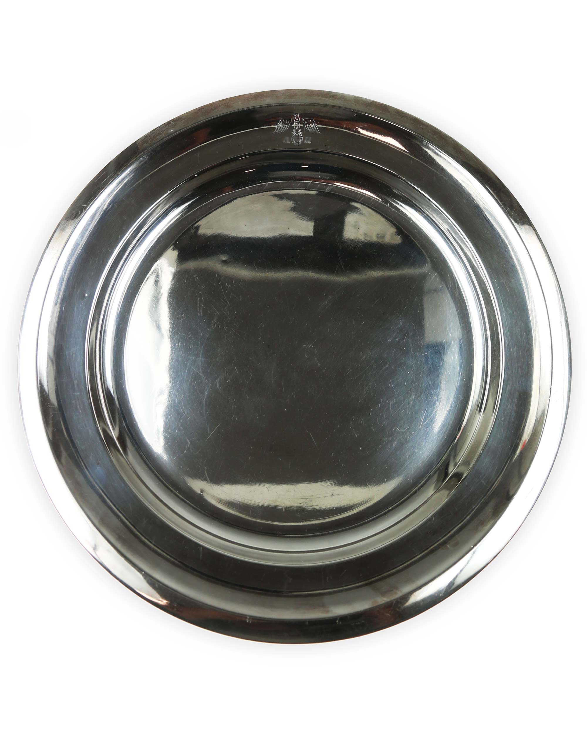 Large serving and warming tray Wellner 67 with Reich eagle and AH marking, overall view