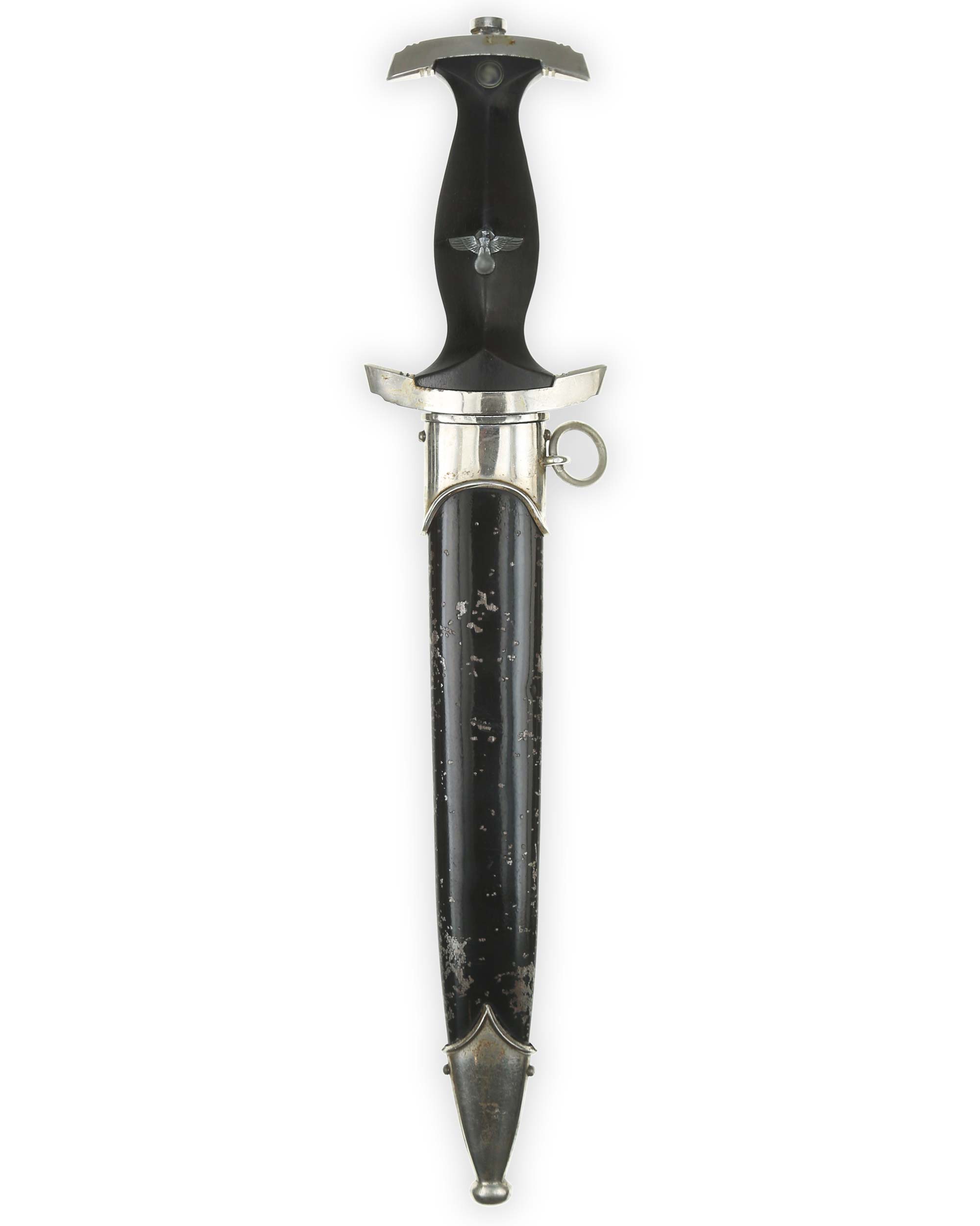 SS service dagger middle-period variant by Carl Eickhorn Solingen RZM 941/39 SS with black scabbard and nickel-plated fittings