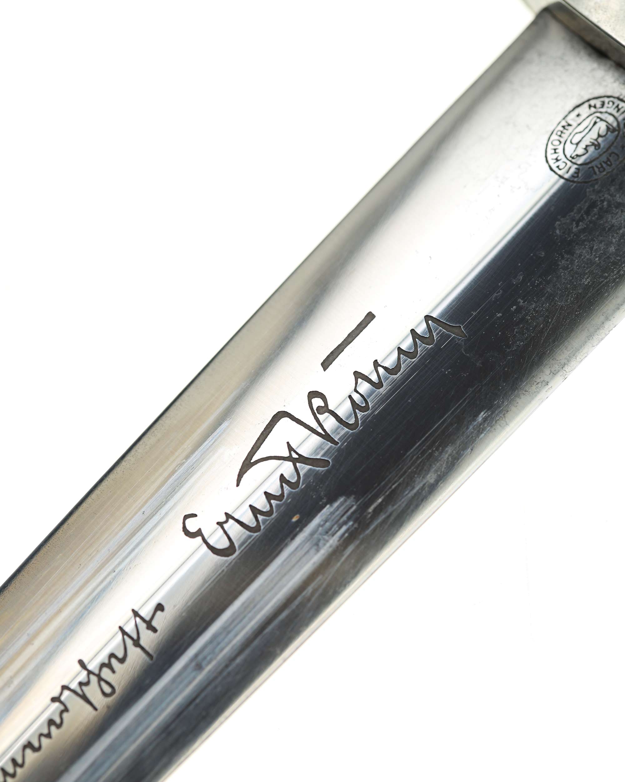 SS honour dagger – reverse of blade with full Ernst Röhm dedication and Carl Eickhorn Solingen maker mark